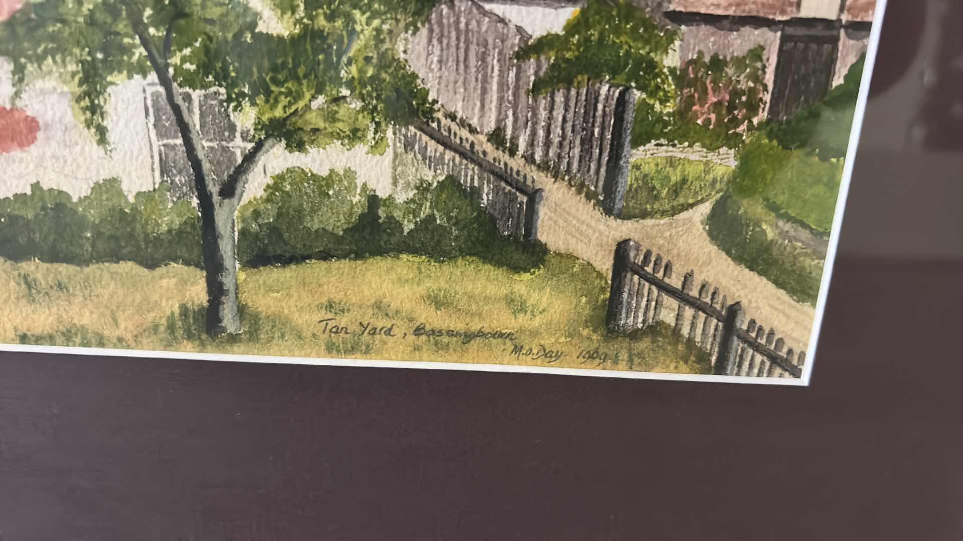 Photo 1 of WALL DECOR- SIGNED DATED WATER COLOR, “TAN YARD BASSINGBOURN” BY MS DAY 1909, FRAMED ARTWORK 14” x 17”