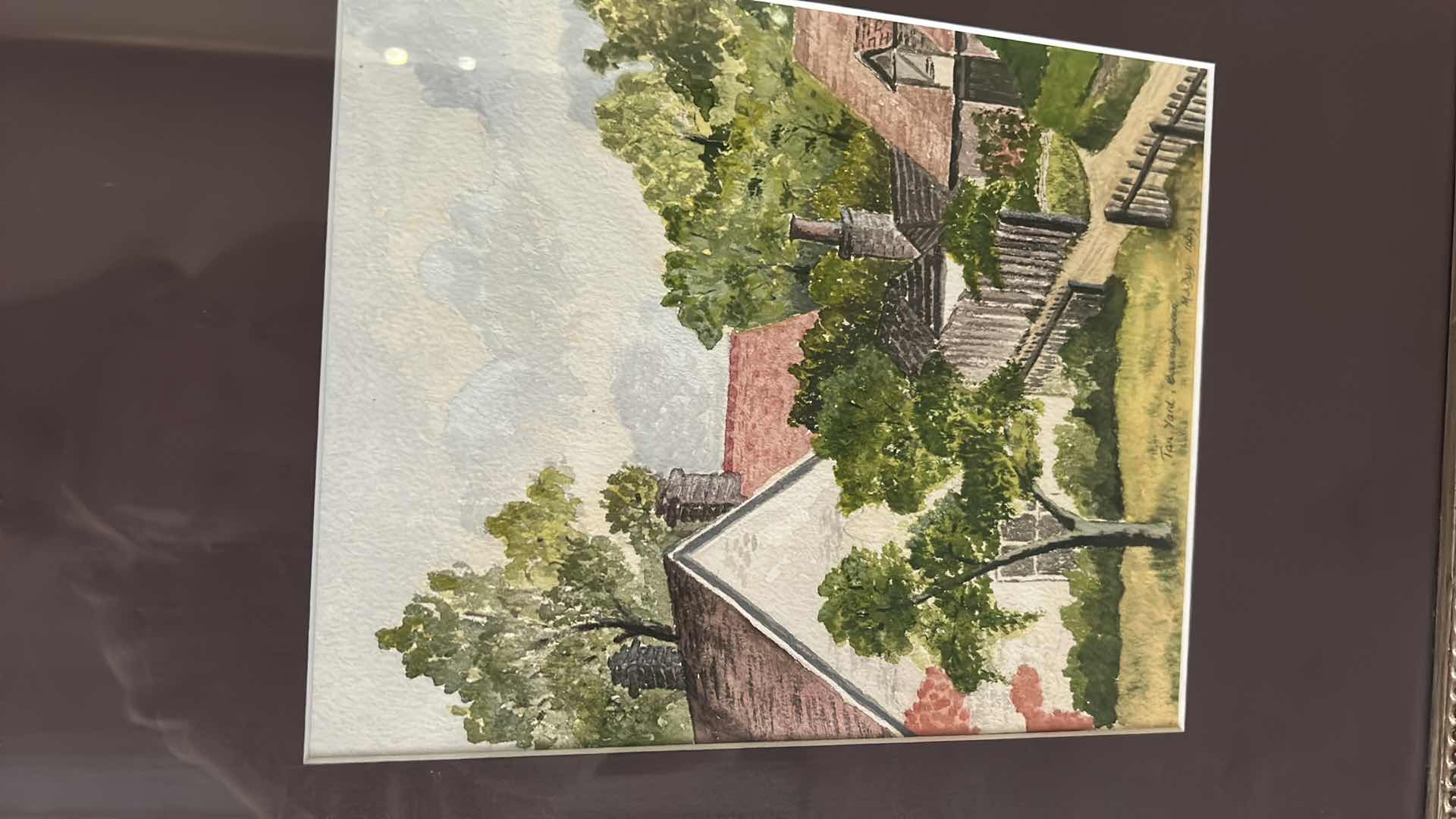 Photo 1 of WALL DECOR- SIGNED DATED WATER COLOR, “TAN YARD BASSINGBOURN” BY MS DAY 1909, FRAMED ARTWORK 14” x 17”