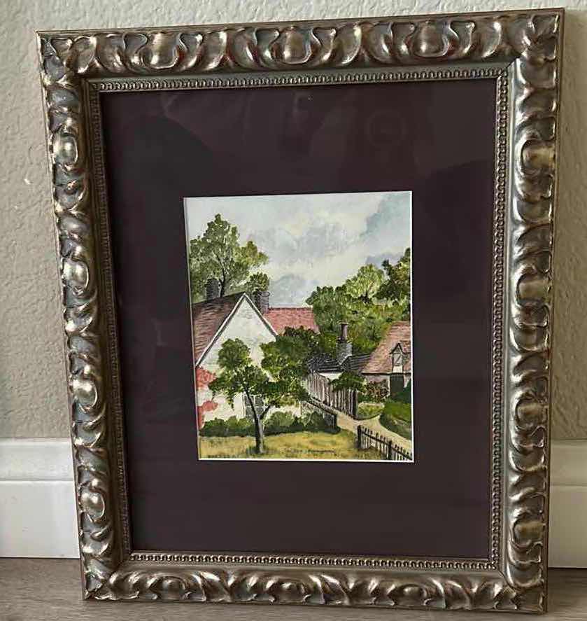 Photo 1 of WALL DECOR- SIGNED DATED WATER COLOR, “TAN YARD BASSINGBOURN” BY MS DAY 1909, FRAMED ARTWORK 14” x 17”