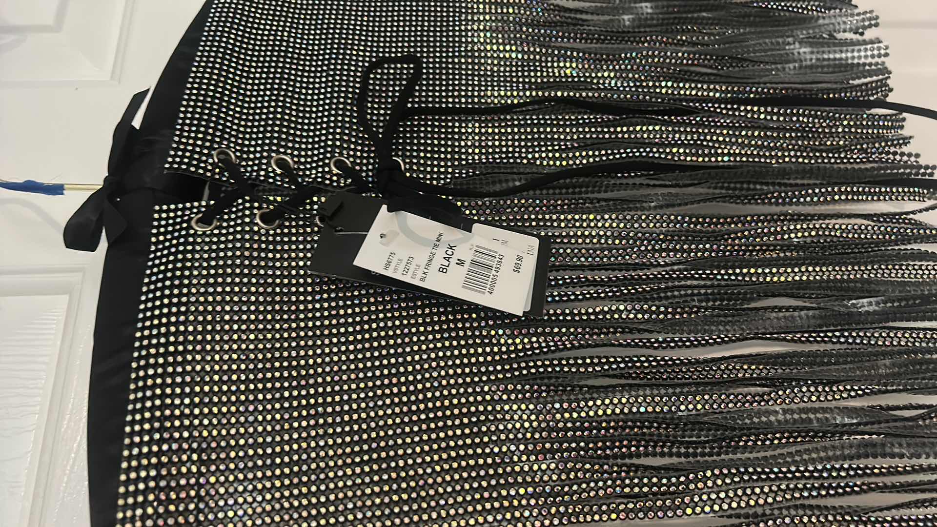 Photo 3 of NWT WOMENSWEAR BLACK FRINGE TIE MINI $69.90 SIZE MED