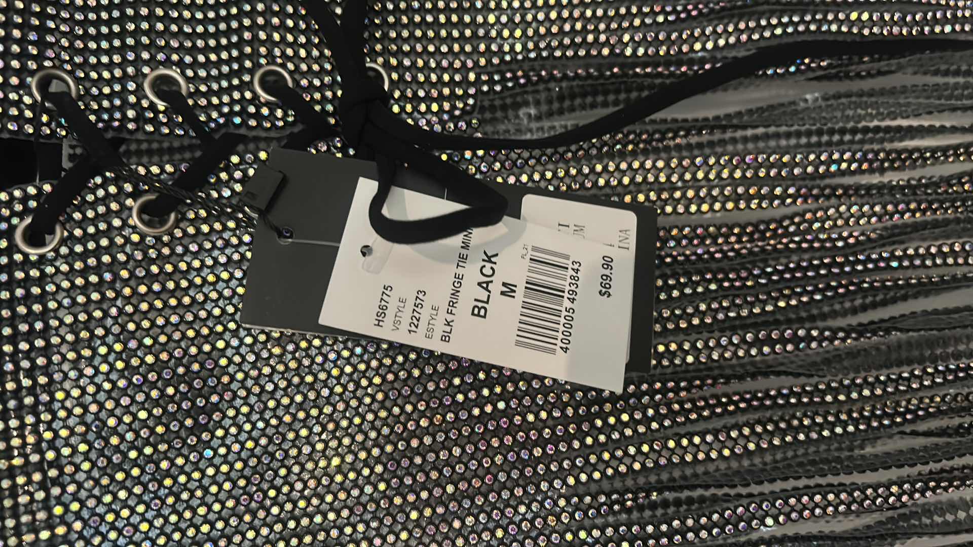 Photo 4 of NWT WOMENSWEAR BLACK FRINGE TIE MINI $69.90 SIZE MED