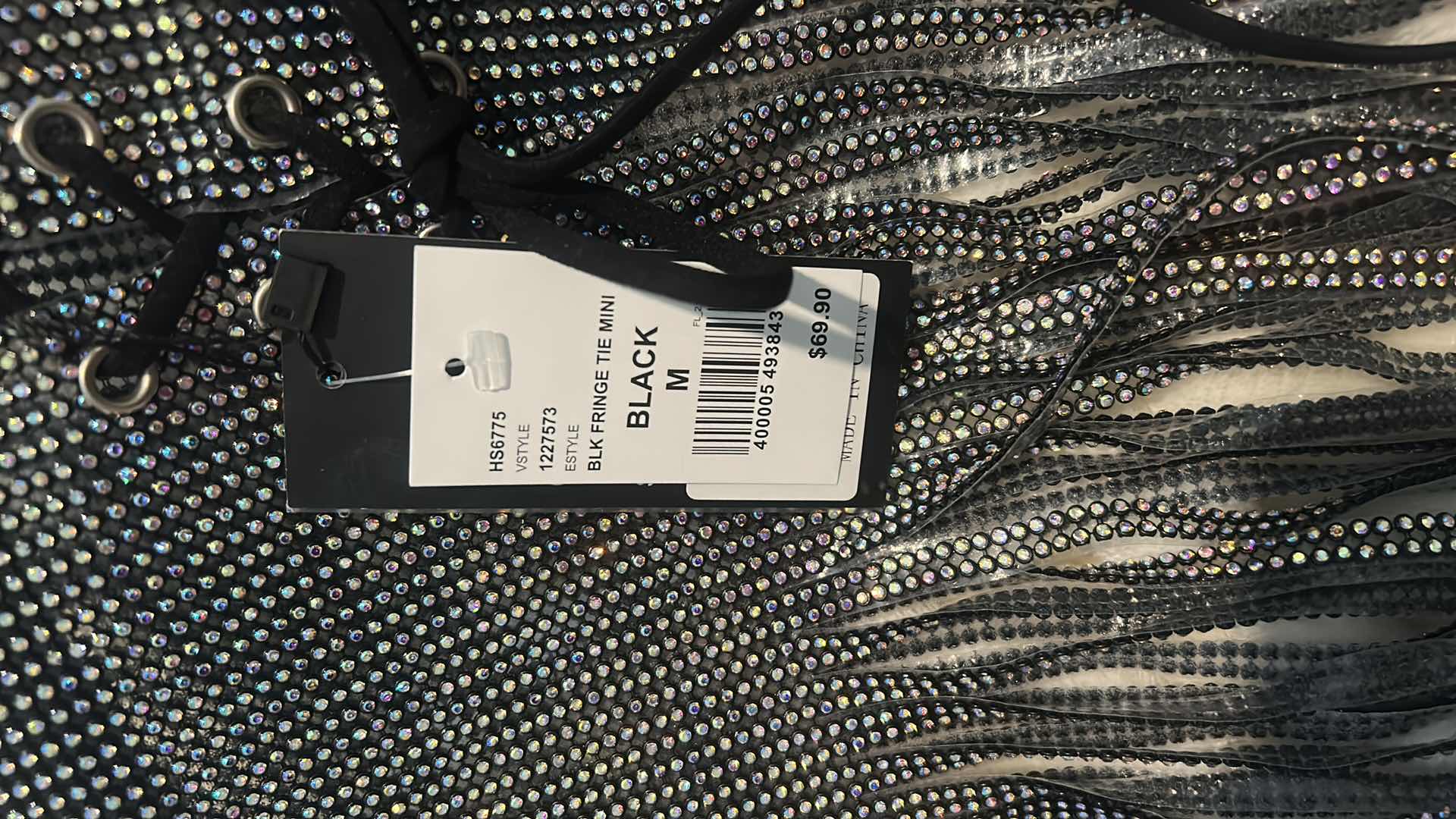 Photo 1 of NWT WOMENSWEAR BLACK FRINGE TIE MINI $69.90 SIZE MED