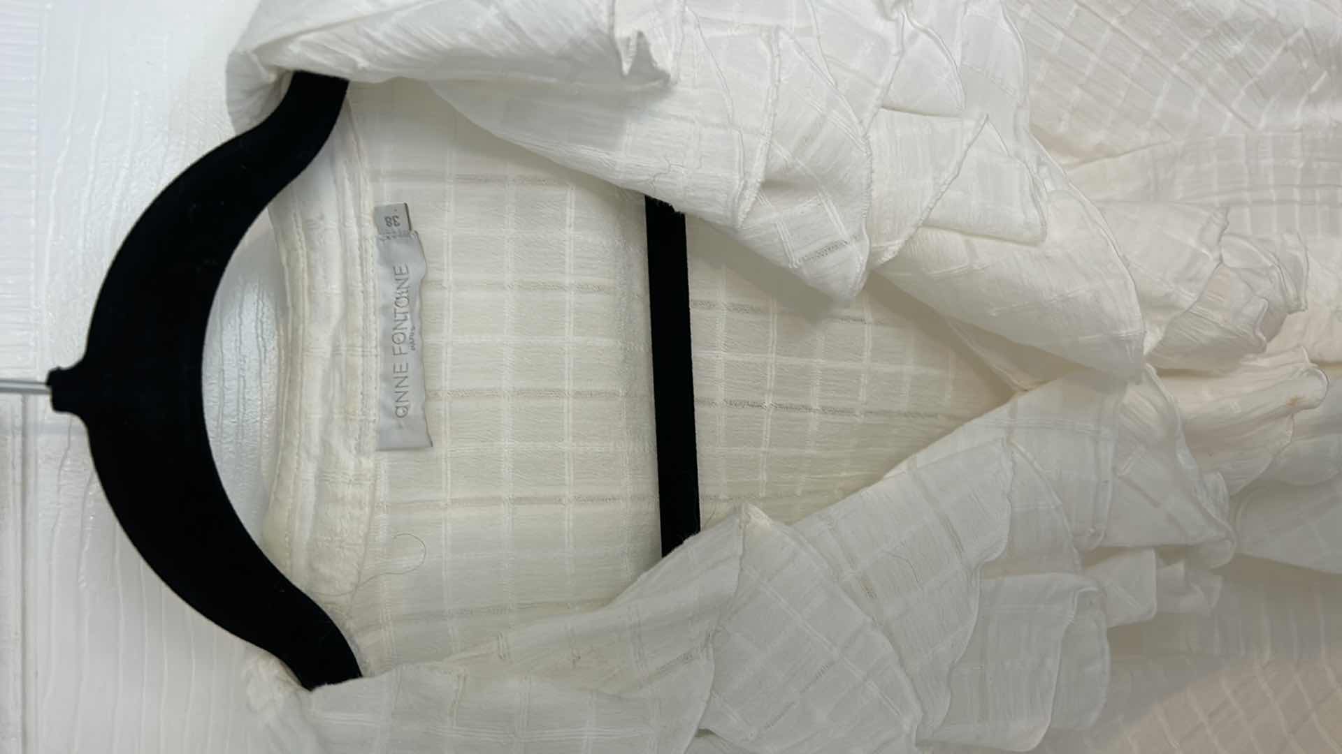 View 3 of DESIGNER WOMENSWEAR- ANNE FONTOINE PARIS EUROPEAN SIZE 38 RUFFLED BLOUSE AND RALPH LAUREN BLOUSE SIZE SMALL
