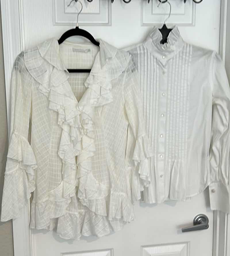View 12 of DESIGNER WOMENSWEAR- ANNE FONTOINE PARIS EUROPEAN SIZE 38 RUFFLED BLOUSE AND RALPH LAUREN BLOUSE SIZE SMALL