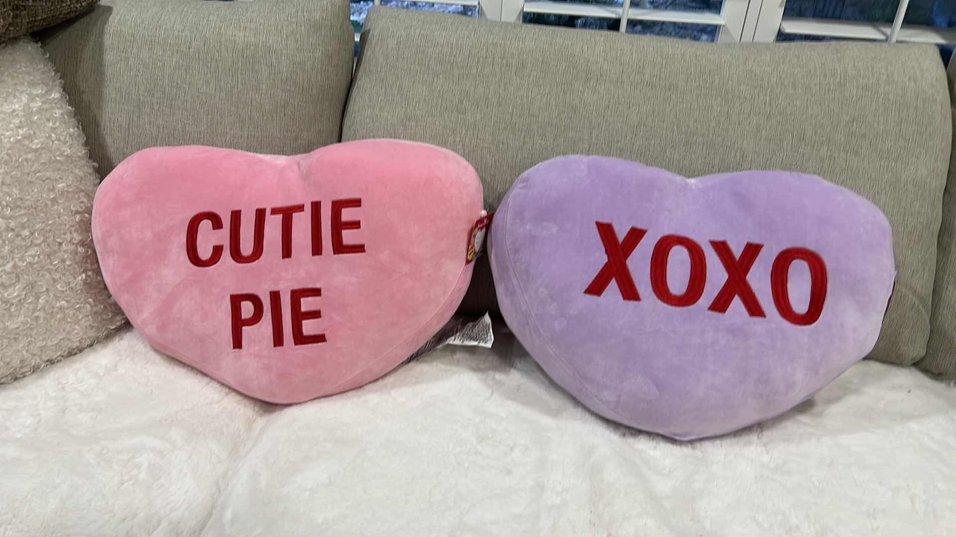 Photo 1 of TWO NEW SUPER SOFT SQUISHY SWEETHEART PILLOWS 22” x 15”