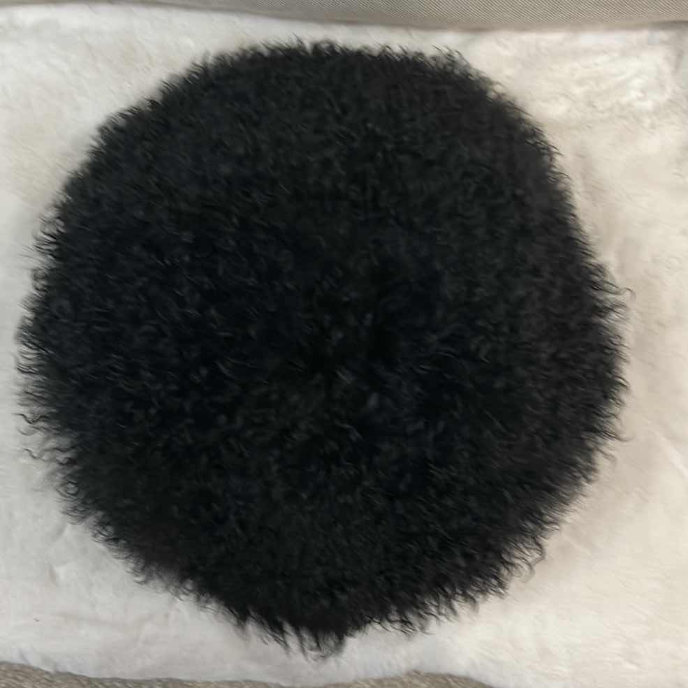 Photo 1 of Z GALLERIE BLACK SHEEPSKIN  ROUND PILLOW 16” WITH FUR 22”