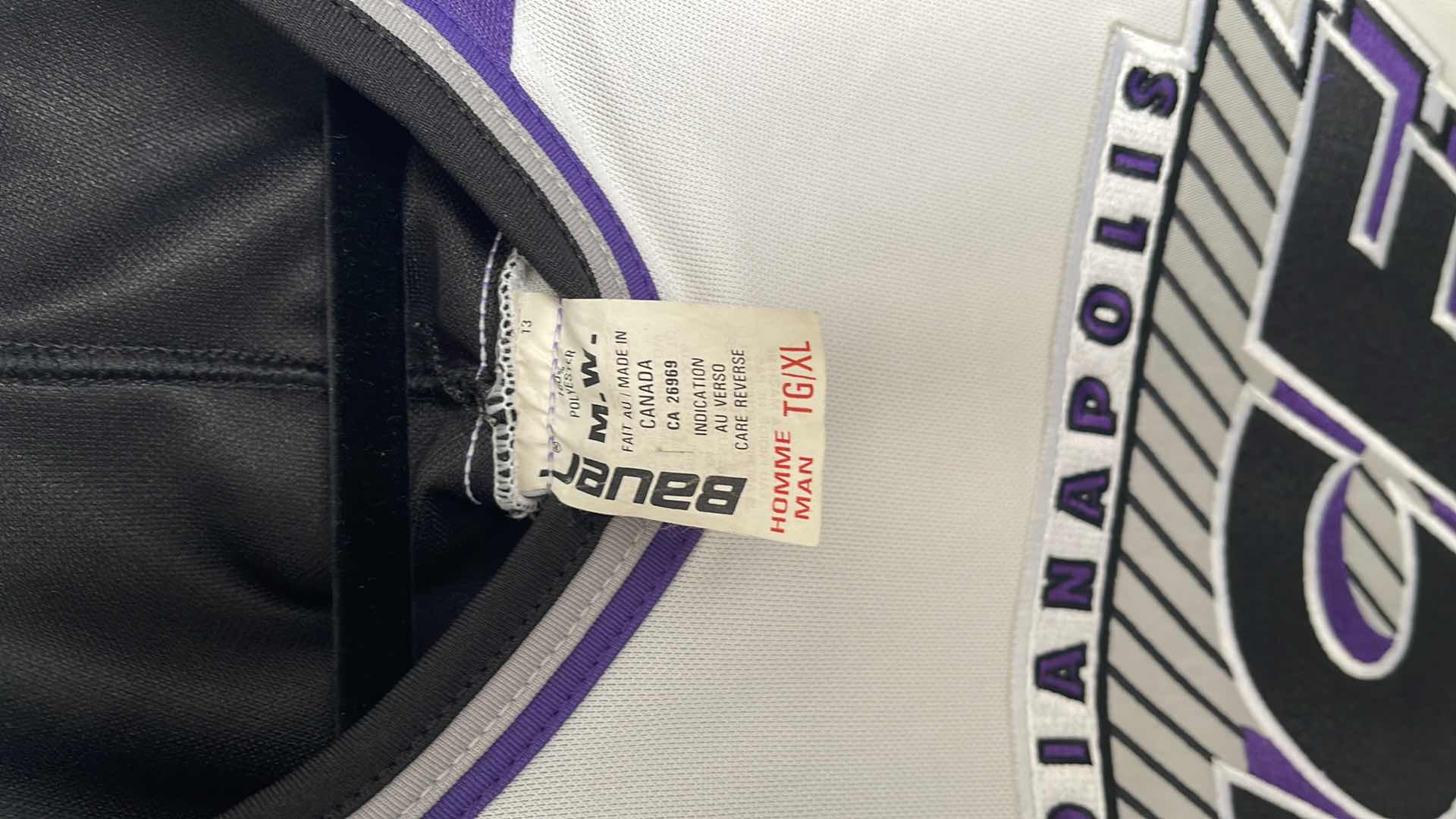 Photo 1 of NHL INDIANAPOLIS ICE PURPLE JERSEY BAUER SIZE XL