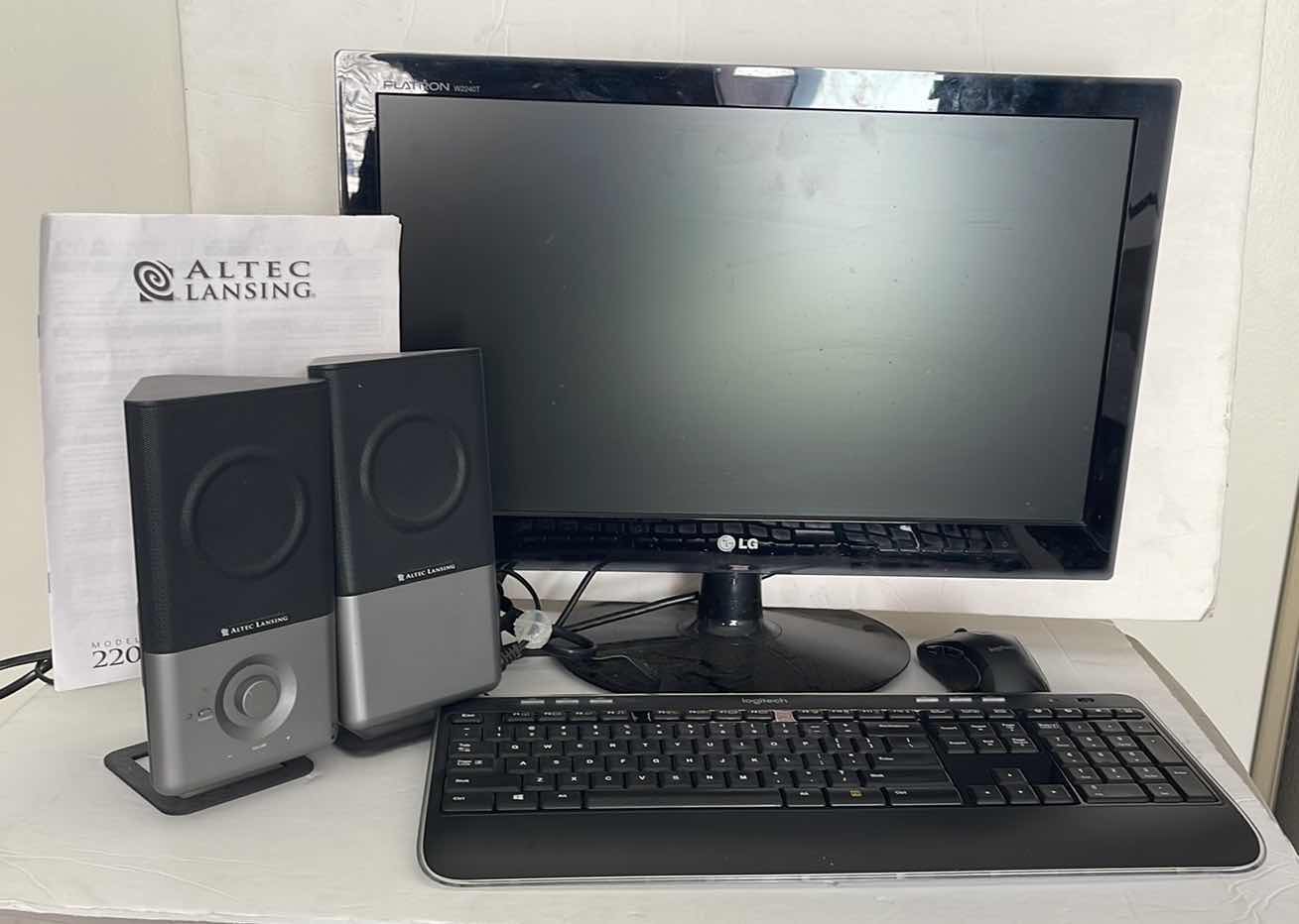 Photo 1 of LG 20” COMPUTER MONITOR, LOGITECH MOUSE & KEYBOARD AND ALTEC LANSING SPEAKERS