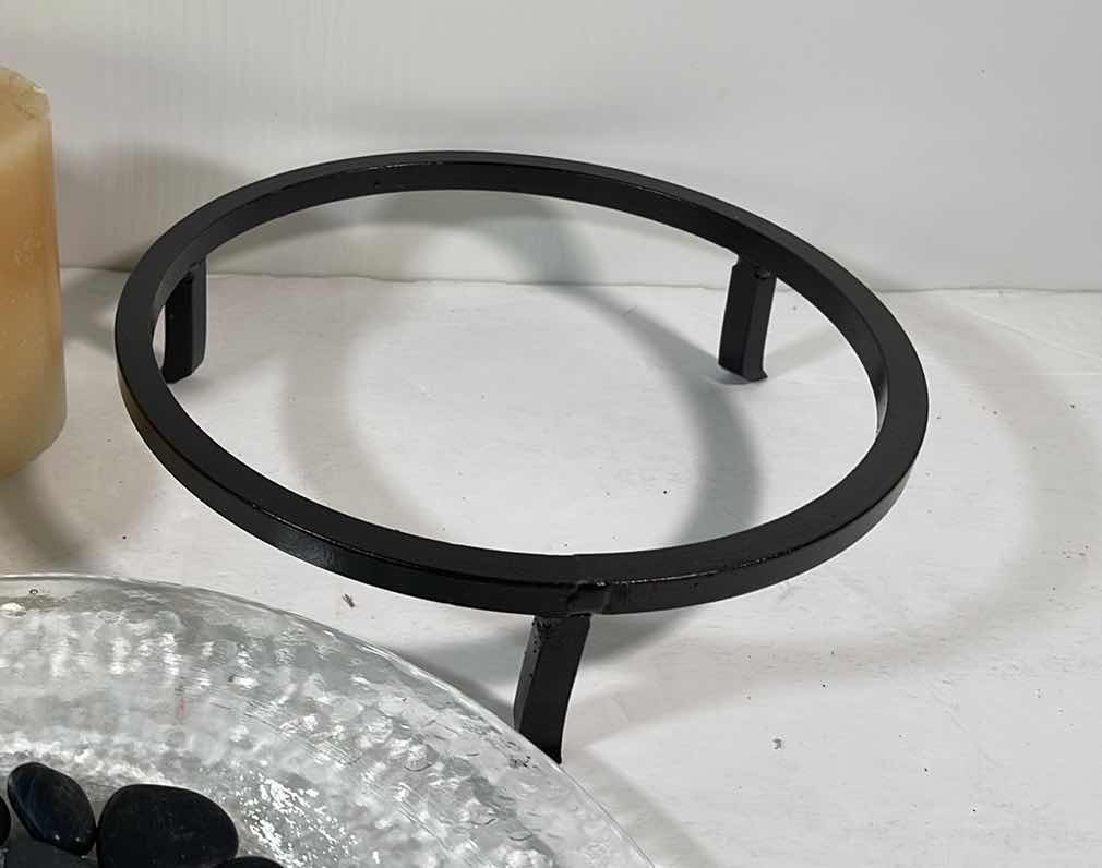 Photo 1 of CANDLE DISPLAY GLASS DISH & ROD IRON STAND