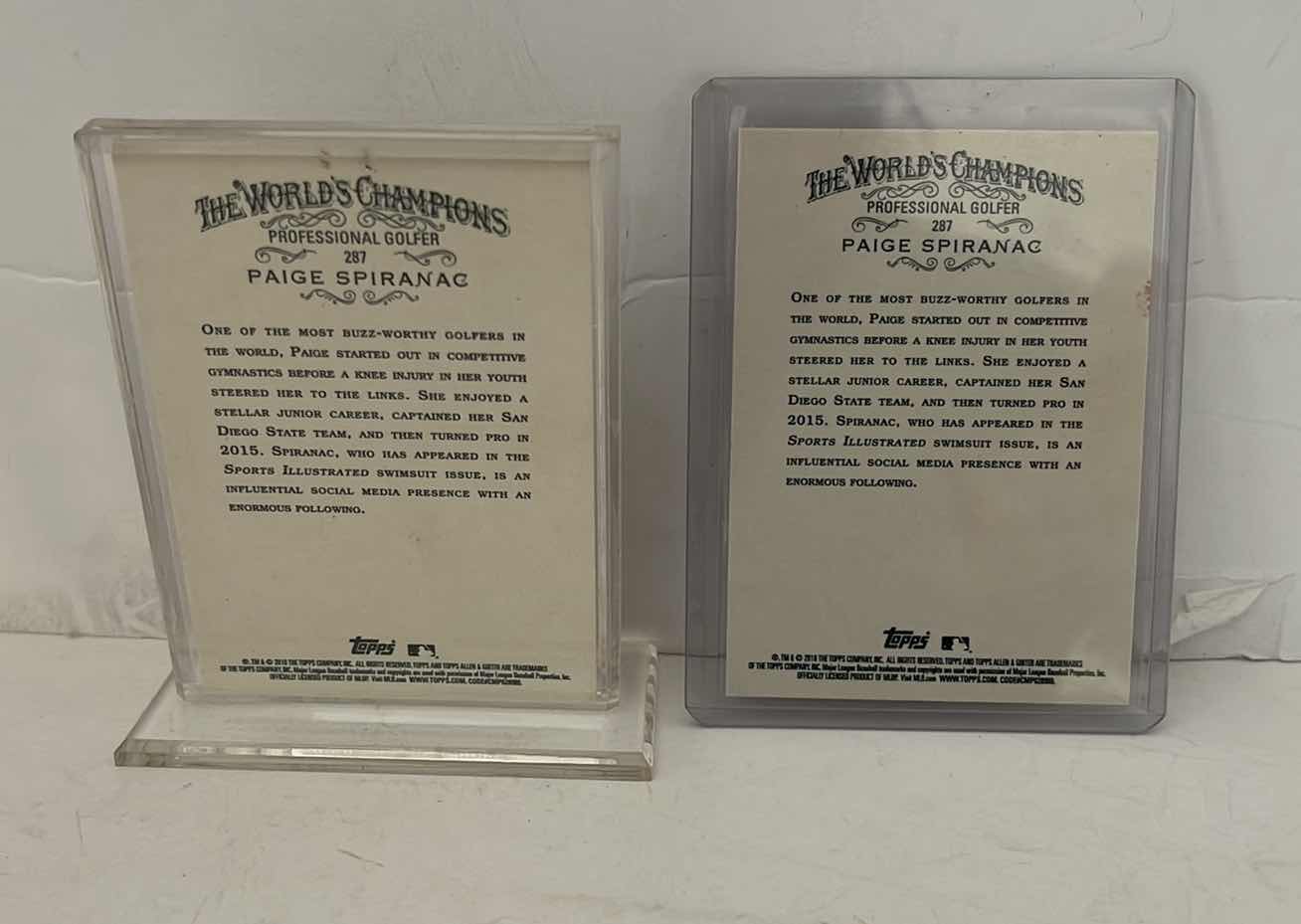 Photo 1 of 2018 TOPPS ALLEN& GINTER PAIGE SPIRANAC 287 SIGNED AUTOGRAPH CARD & UNSIGNED CARD