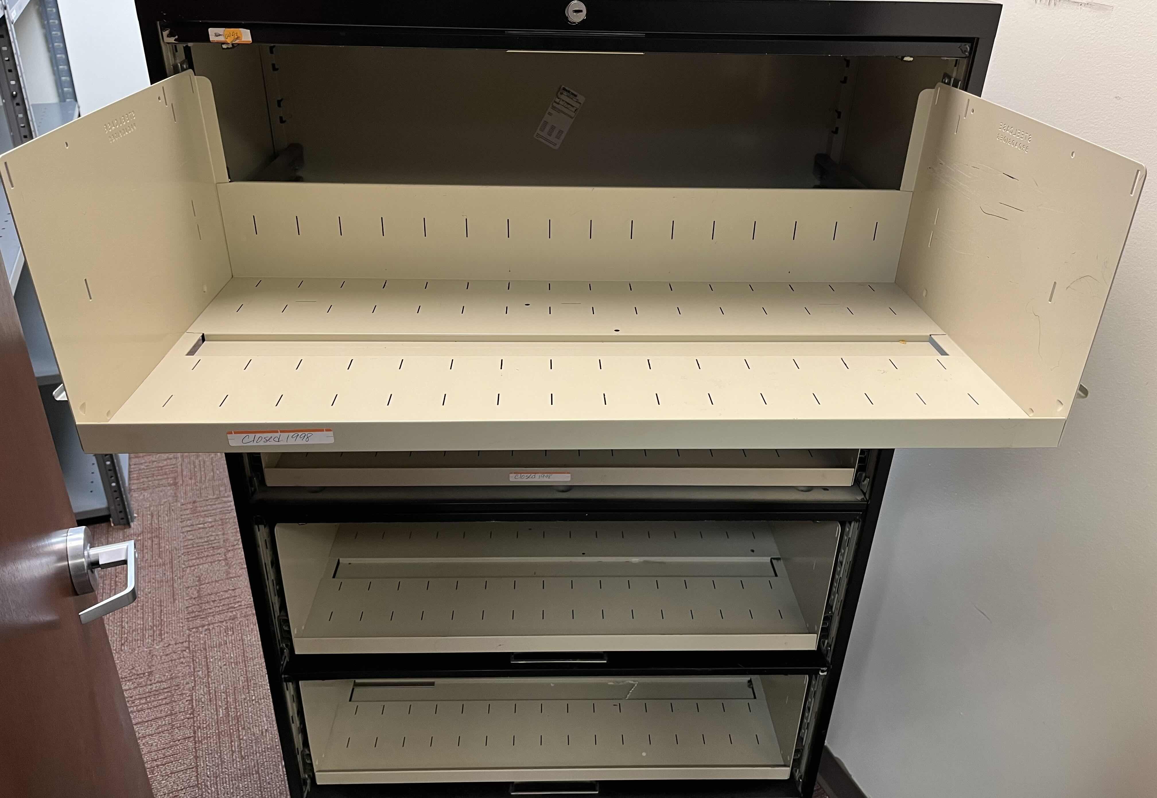 Photo 3 of STEELCASE BROADSIDES 5 DRAWER BLACK METAL ROLL OUT LATERAL FILE CABINET 42” X 18” H64.5”