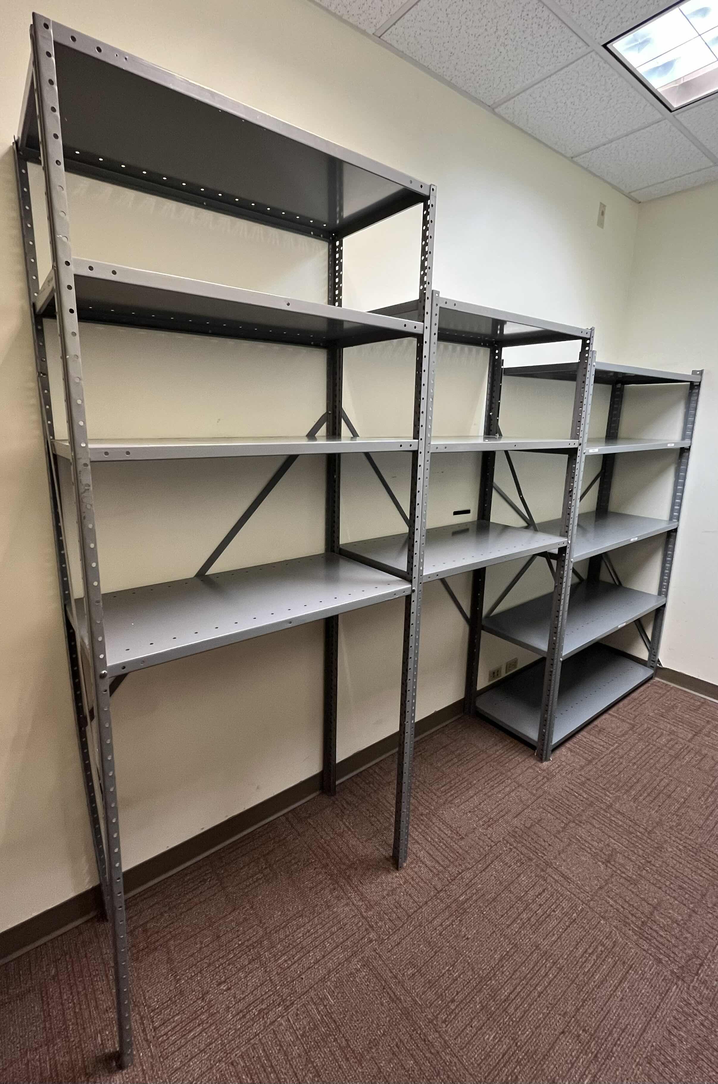 Photo 1 of STEEL GRAY METAL WORK SHOP RACKS 121” X 18.5” H85” (OVERALL DIMENSIONS)