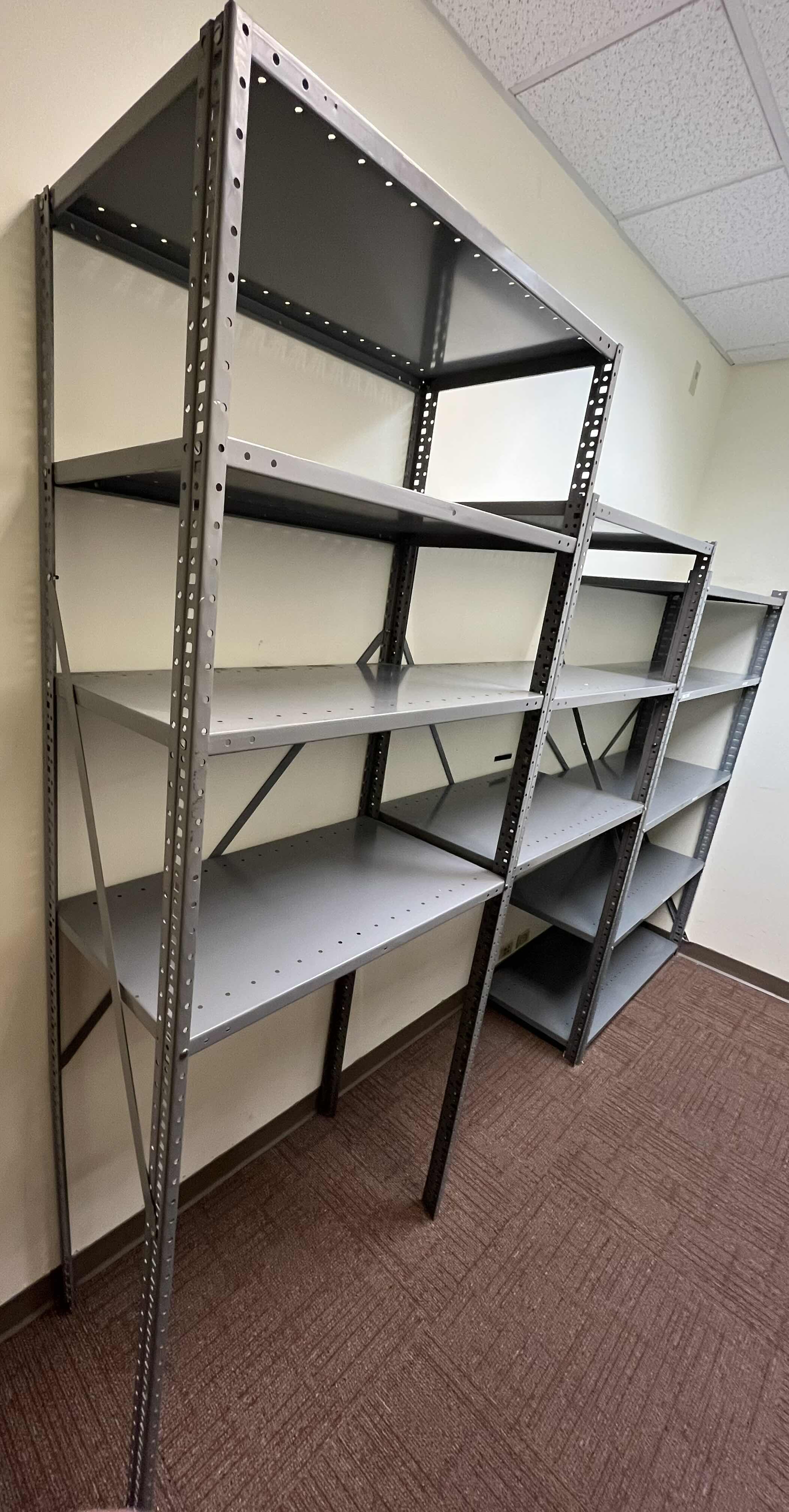 Photo 5 of STEEL GRAY METAL WORK SHOP RACKS 121” X 18.5” H85” (OVERALL DIMENSIONS)