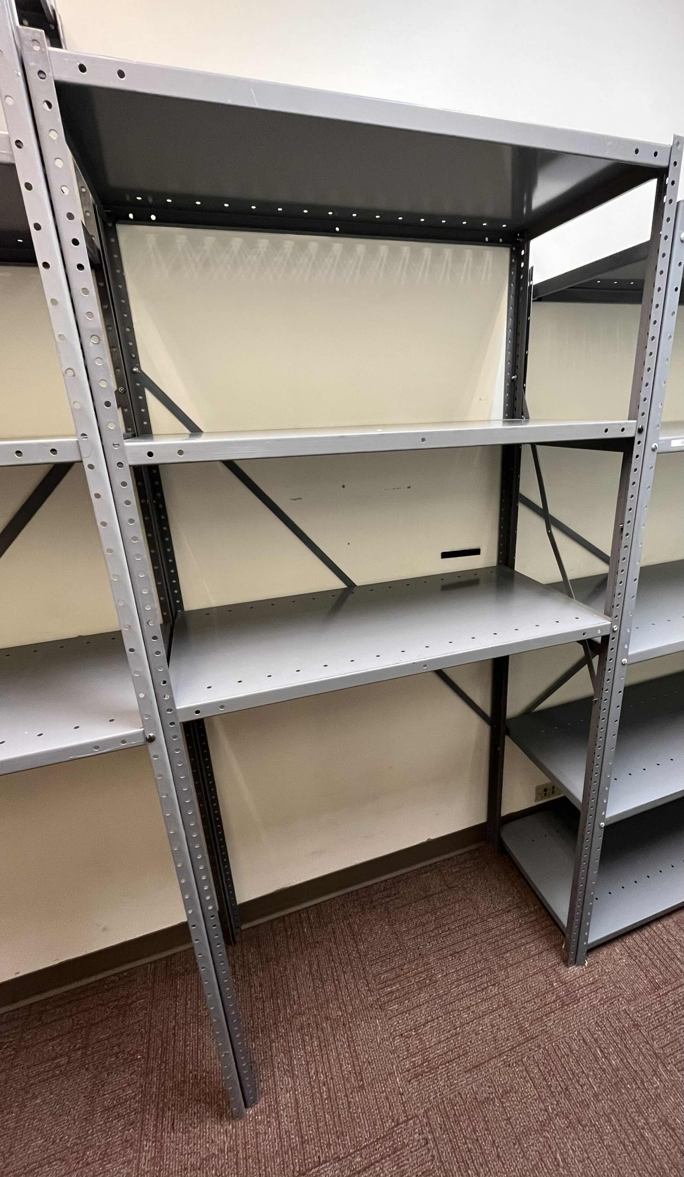 Photo 1 of STEEL GRAY METAL WORK SHOP RACKS 121” X 18.5” H85” (OVERALL DIMENSIONS)