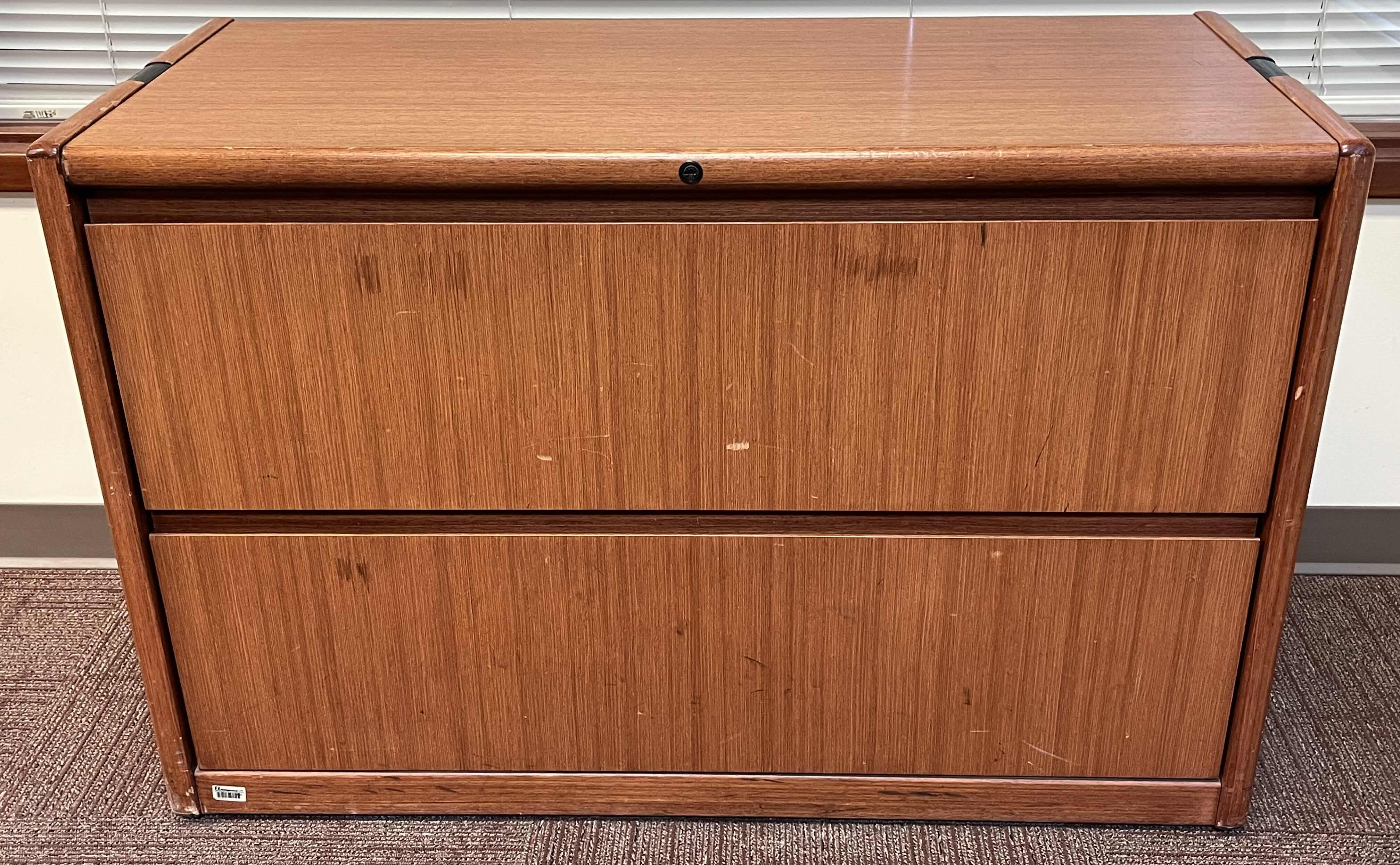 Photo 2 of STEELCASE MAHOGANY SOLID WOOD 2 DRAWER LATERAL FILE CABINET 45” X 20” H29.5”