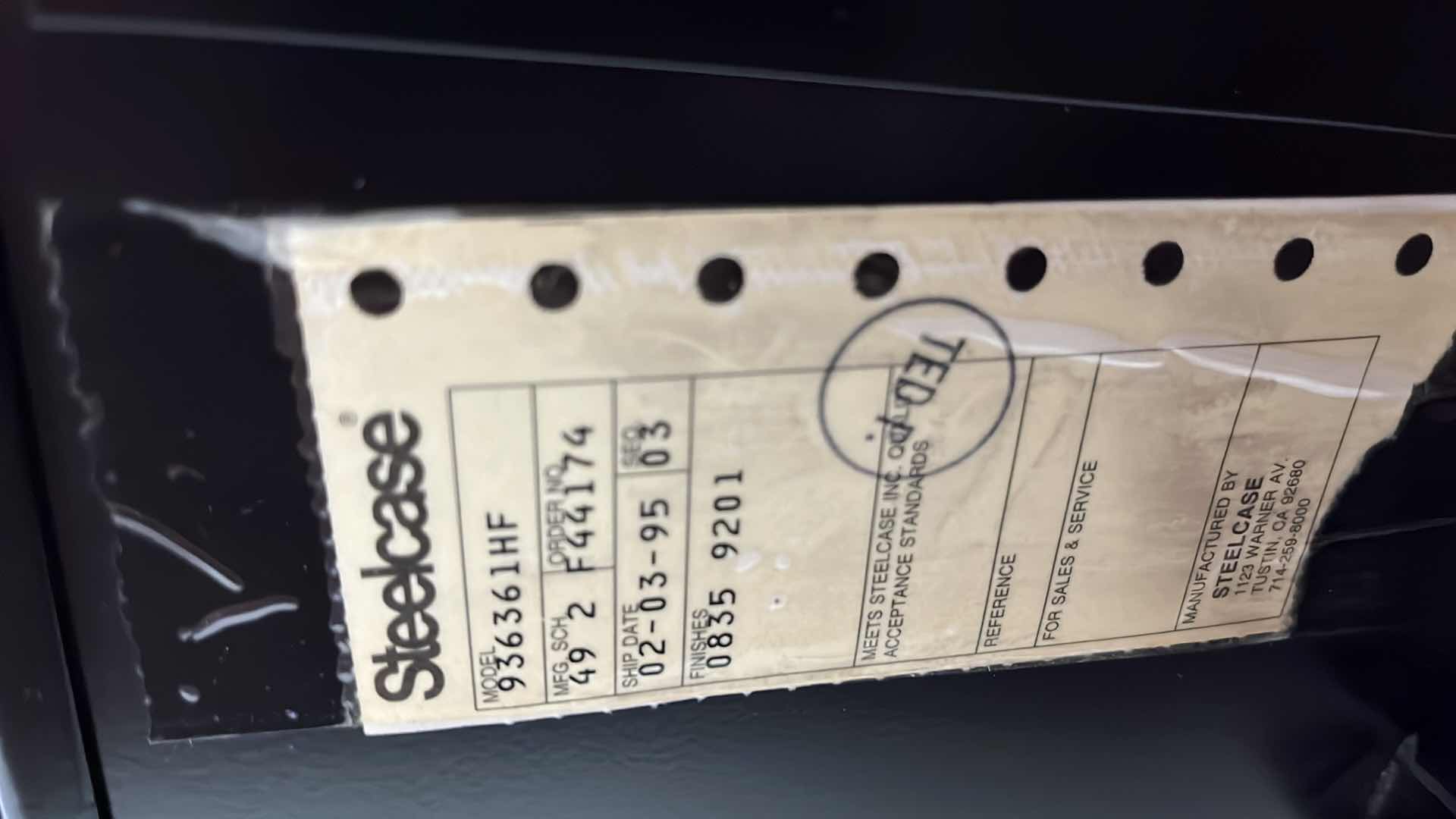 Photo 1 of STEELCASE BLACK METAL 3 DRAWER LATERAL FILE CABINET 36” X 18” H41.5”