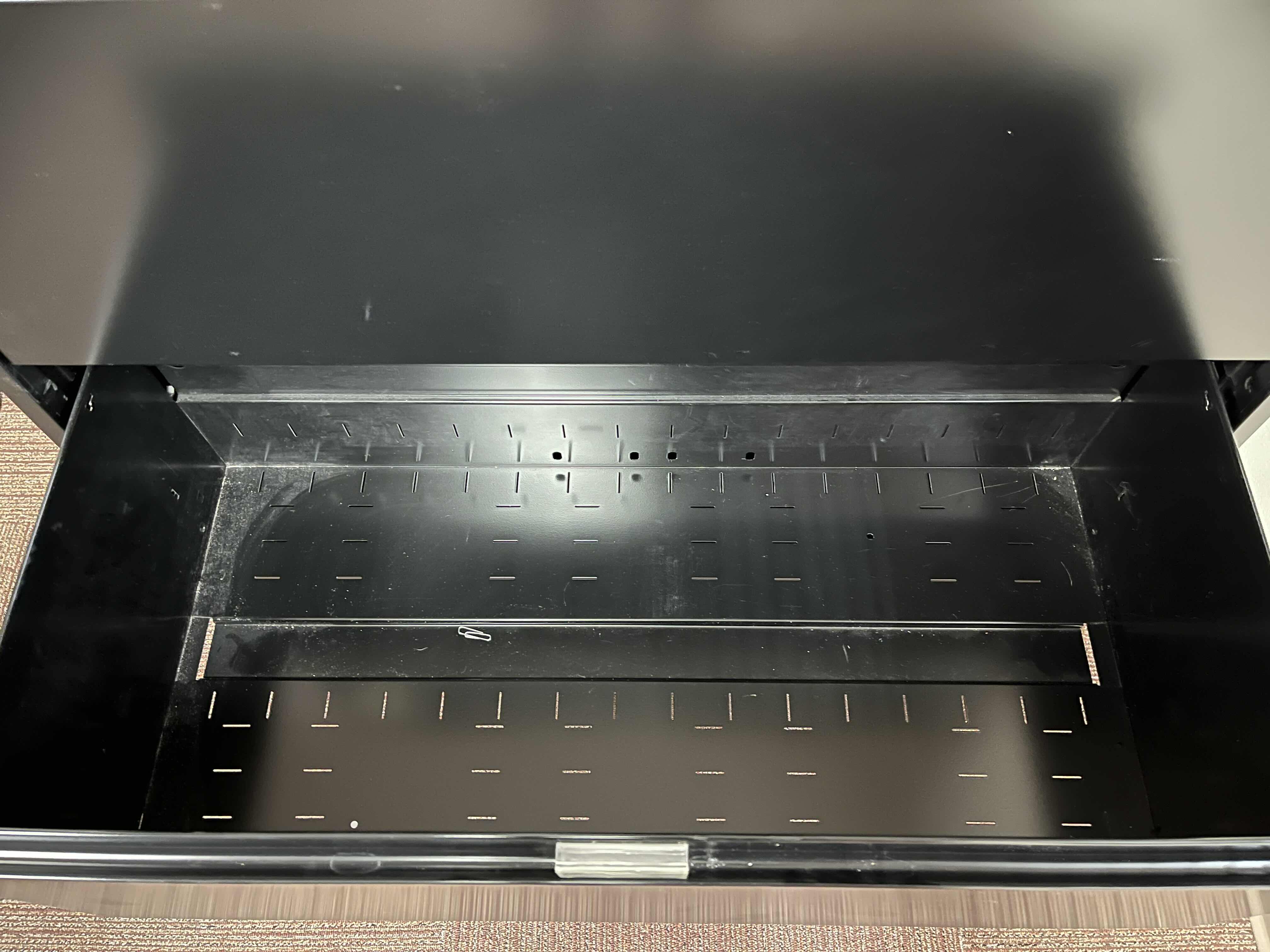 Photo 1 of STEELCASE BLACK METAL 3 DRAWER LATERAL FILE CABINET 36” X 18” H41.5”