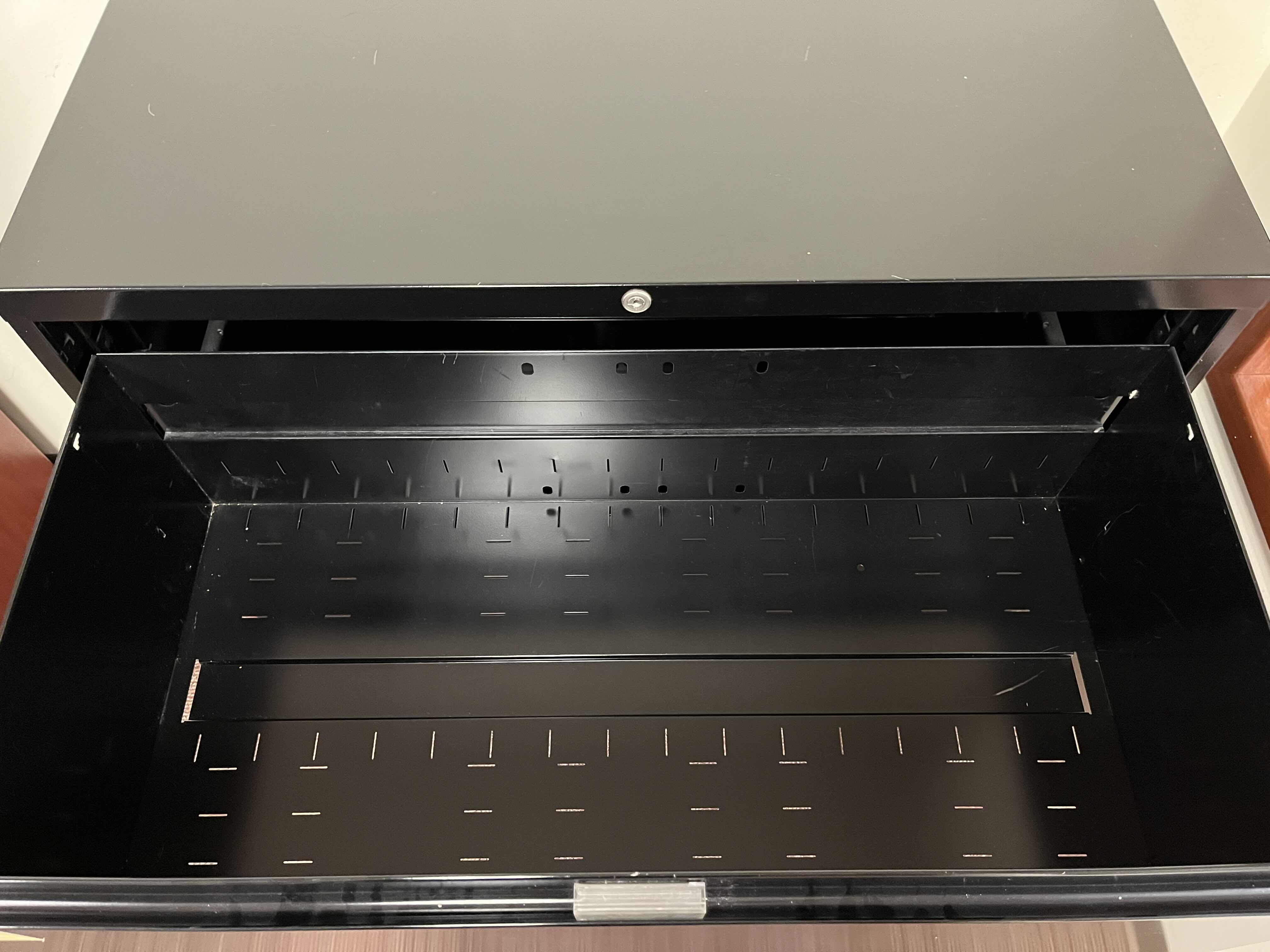 Photo 1 of STEELCASE BLACK METAL 3 DRAWER LATERAL FILE CABINET 36” X 18” H41.5”