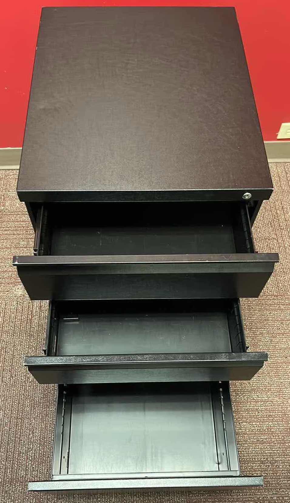 Photo 1 of MERIDIAN BLACK METAL 3 DRAWER FILE CABINET 18” X 22” 26.75”