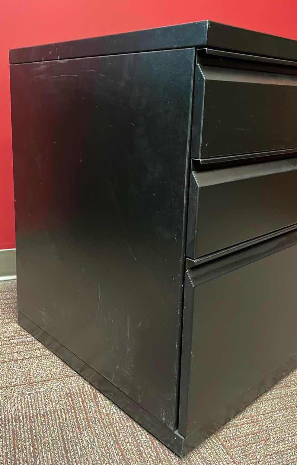 Photo 4 of MERIDIAN BLACK METAL 3 DRAWER FILE CABINET 18” X 22” 26.75”