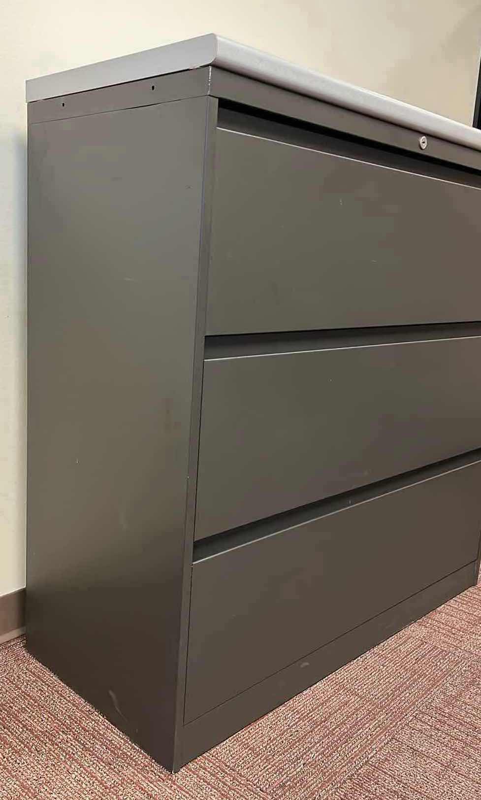 Photo 1 of STEELCASE GRAY METAL LATERAL FILE CABINET W REMOVABLE COUNTER TOP 42” X 18.75” H43”