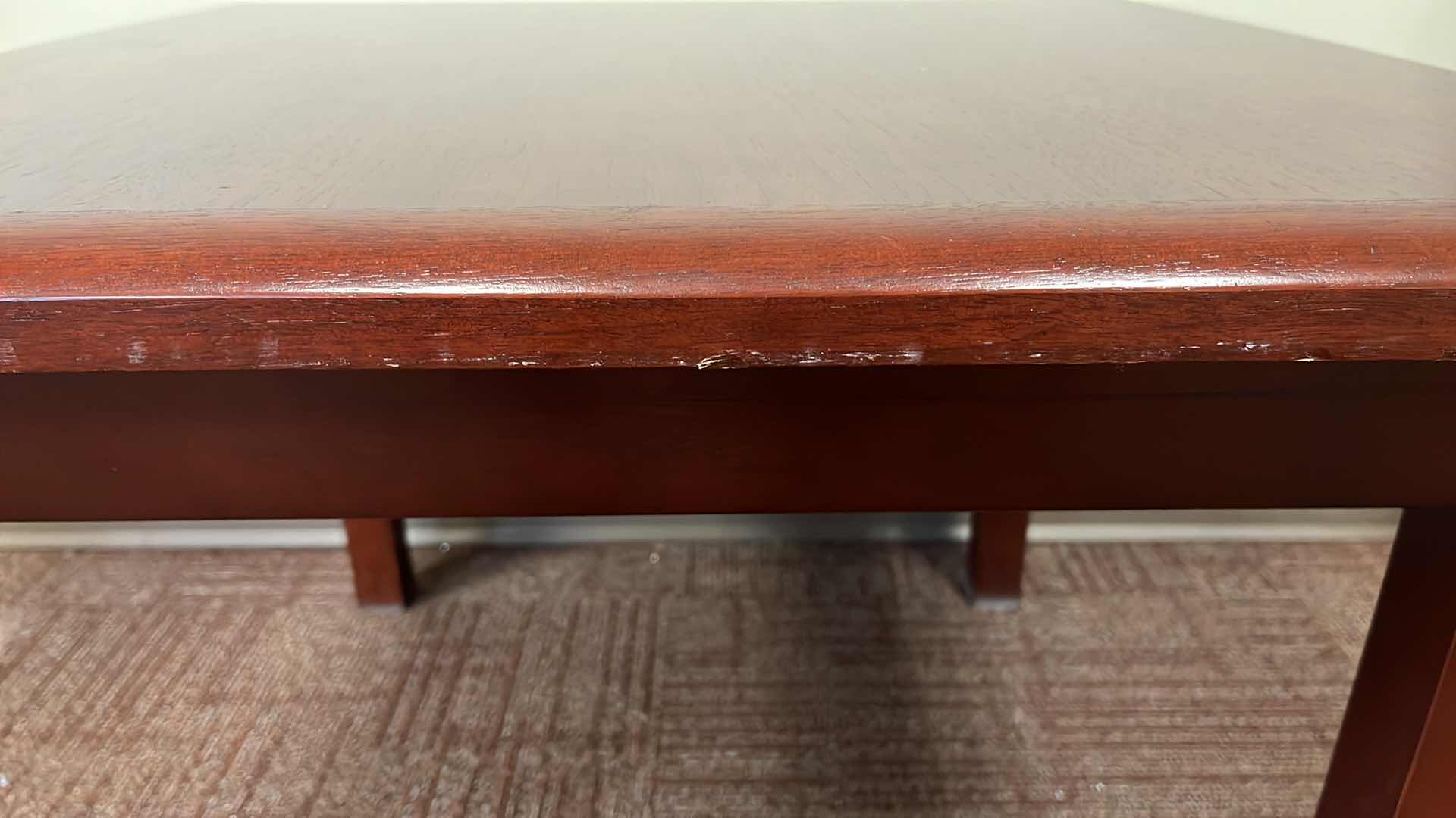 Photo 1 of CHERRY WOOD FINISH SIDE TABLE 30” X 30” H21.5”