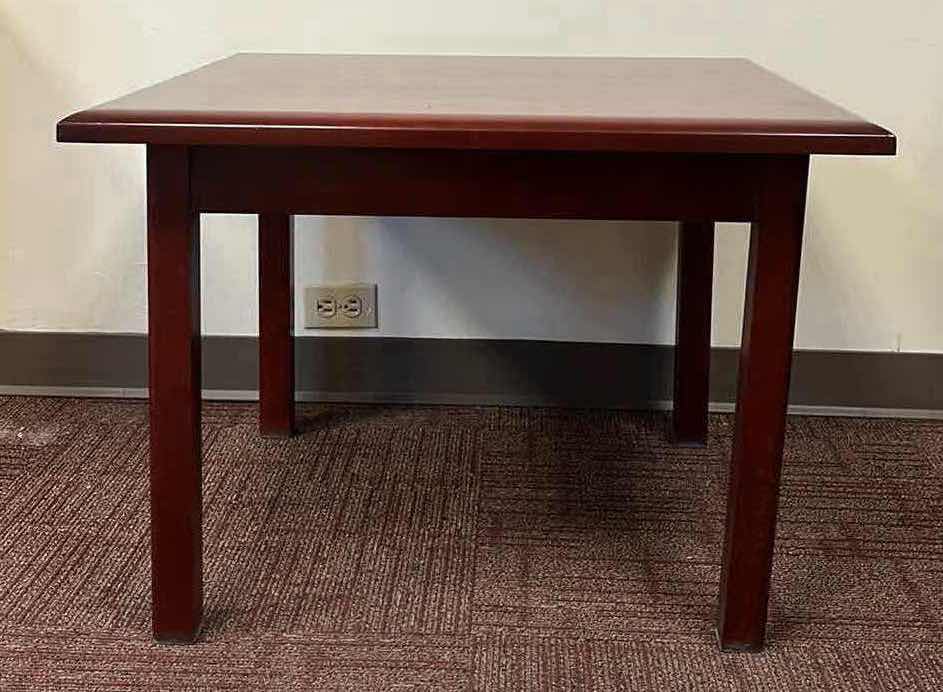 Photo 1 of CHERRY WOOD FINISH SIDE TABLE 30” X 30” H21.5”