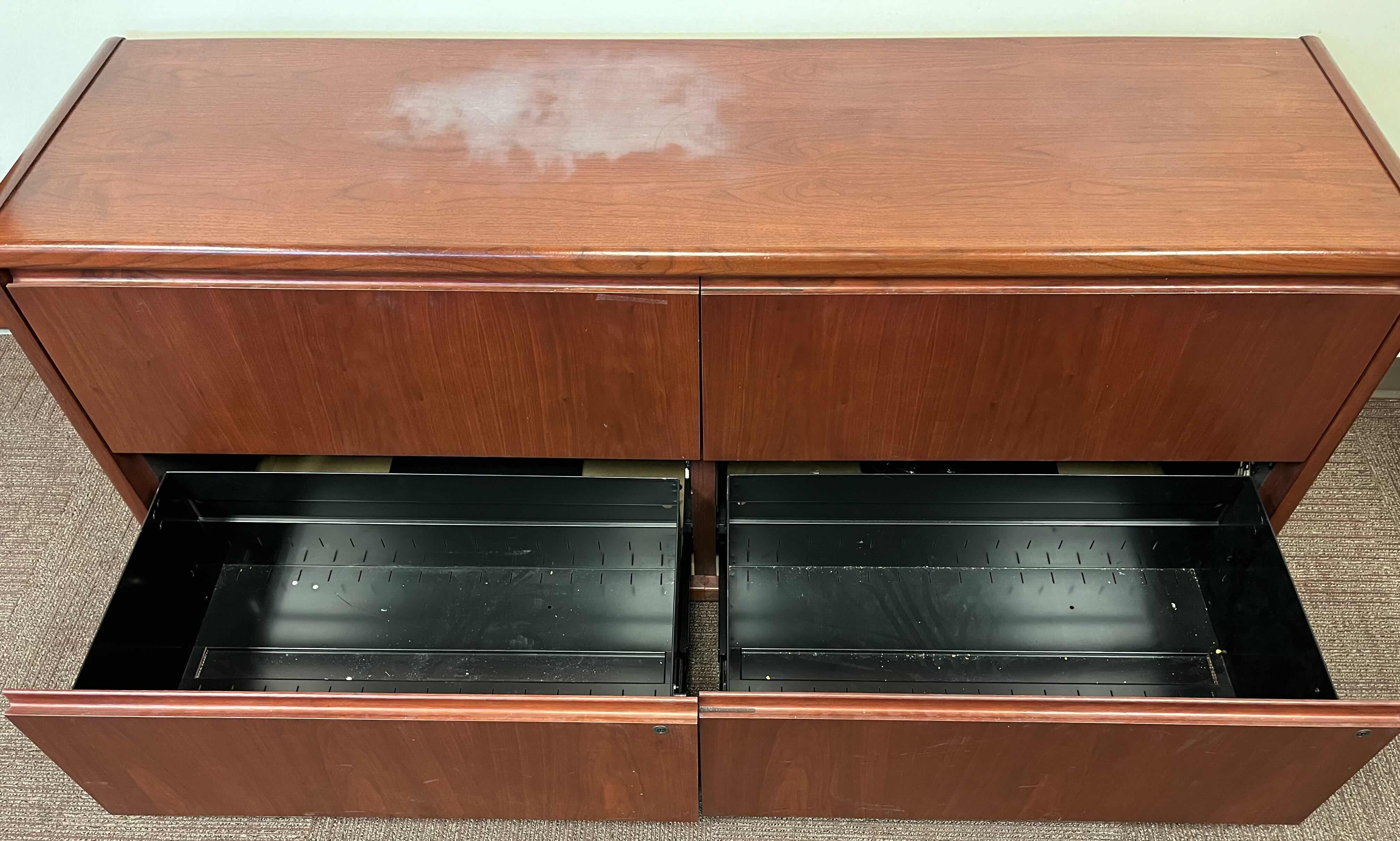 Photo 1 of CHERRY WOOD FINISH LATERAL FILE CABINET 70” X 20” H30”