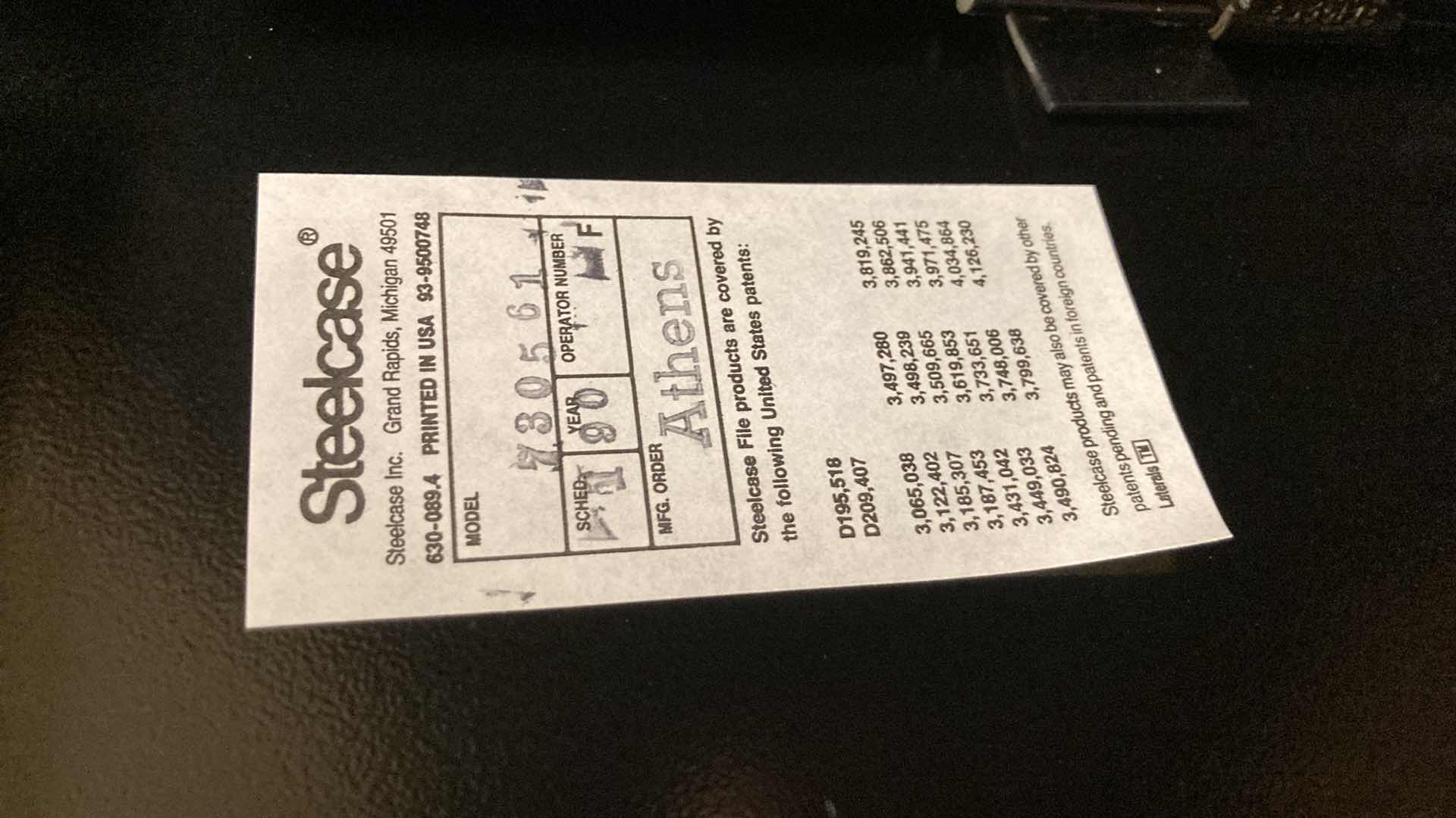 Photo 1 of STEELCASE BLACK 2 DOOR 3 SHELF METAL FILING CABINET 36” X 18” H41.5”