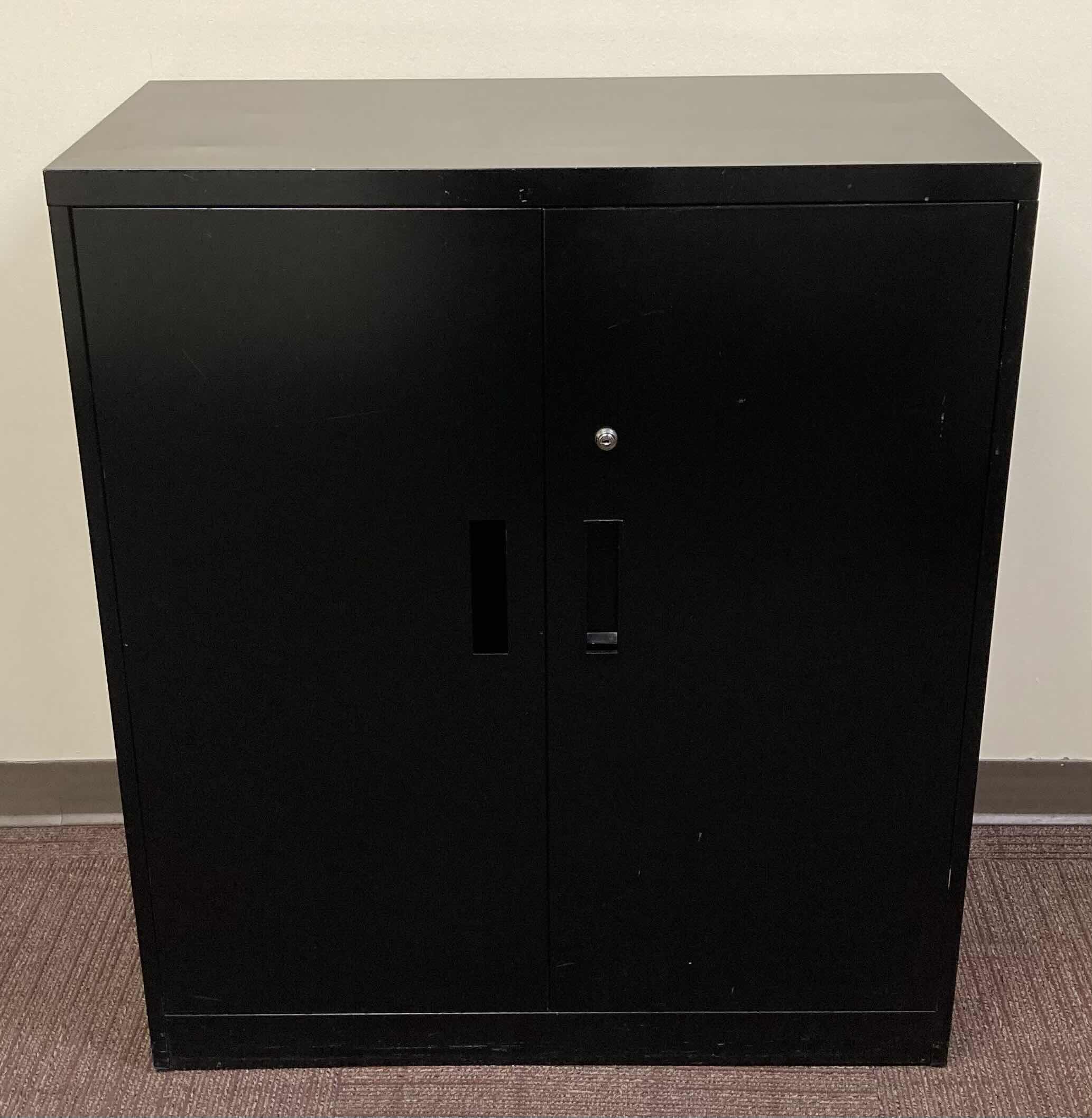 Photo 1 of STEELCASE BLACK 2 DOOR 3 SHELF METAL FILING CABINET 36” X 18” H41.5”