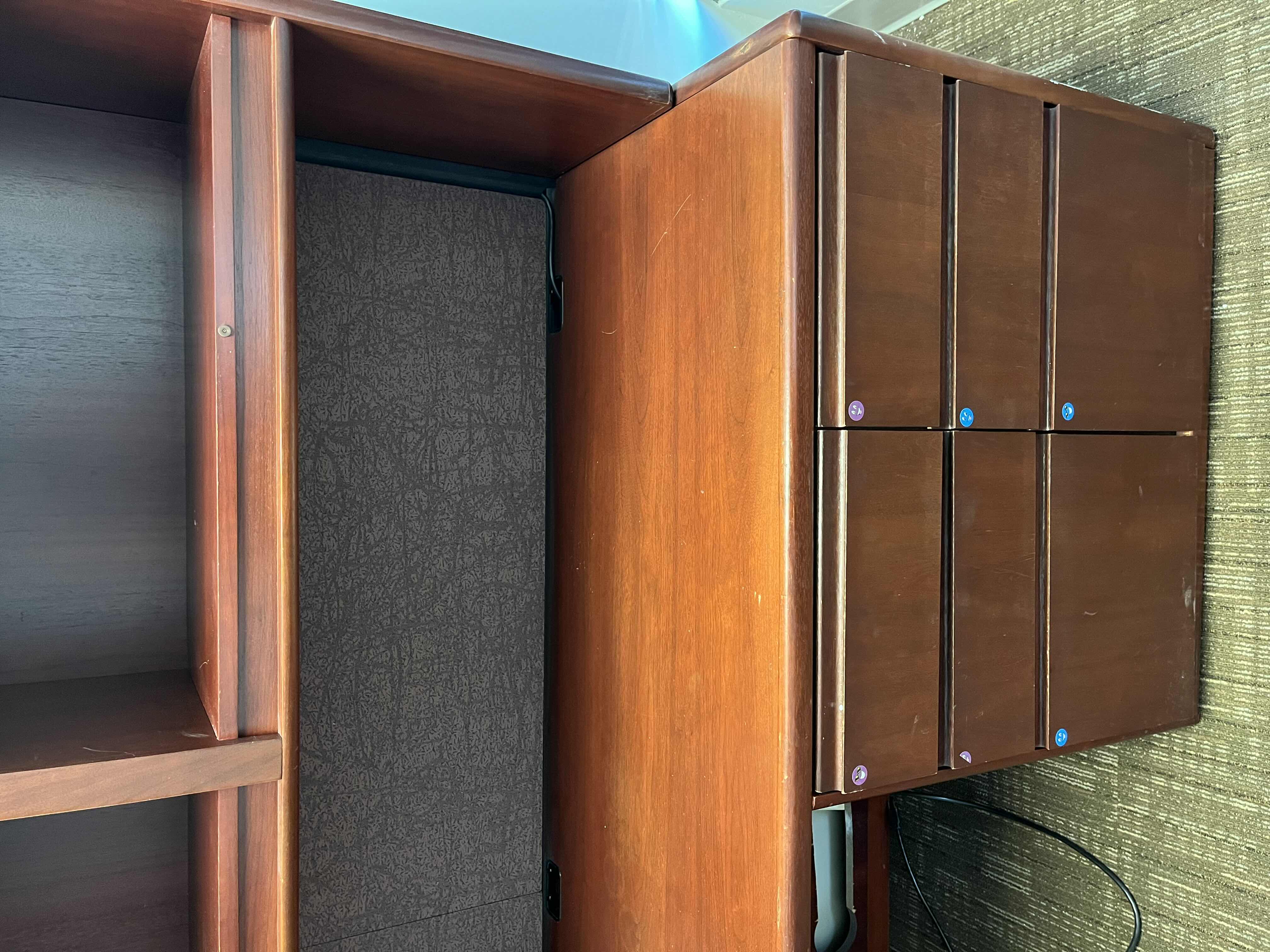 Photo 5 of STEELCASE CHERRY FINISH SOLID WOOD L SHAPE 6 DRAWER OFFICE DESK 90” X 93” H64.5”