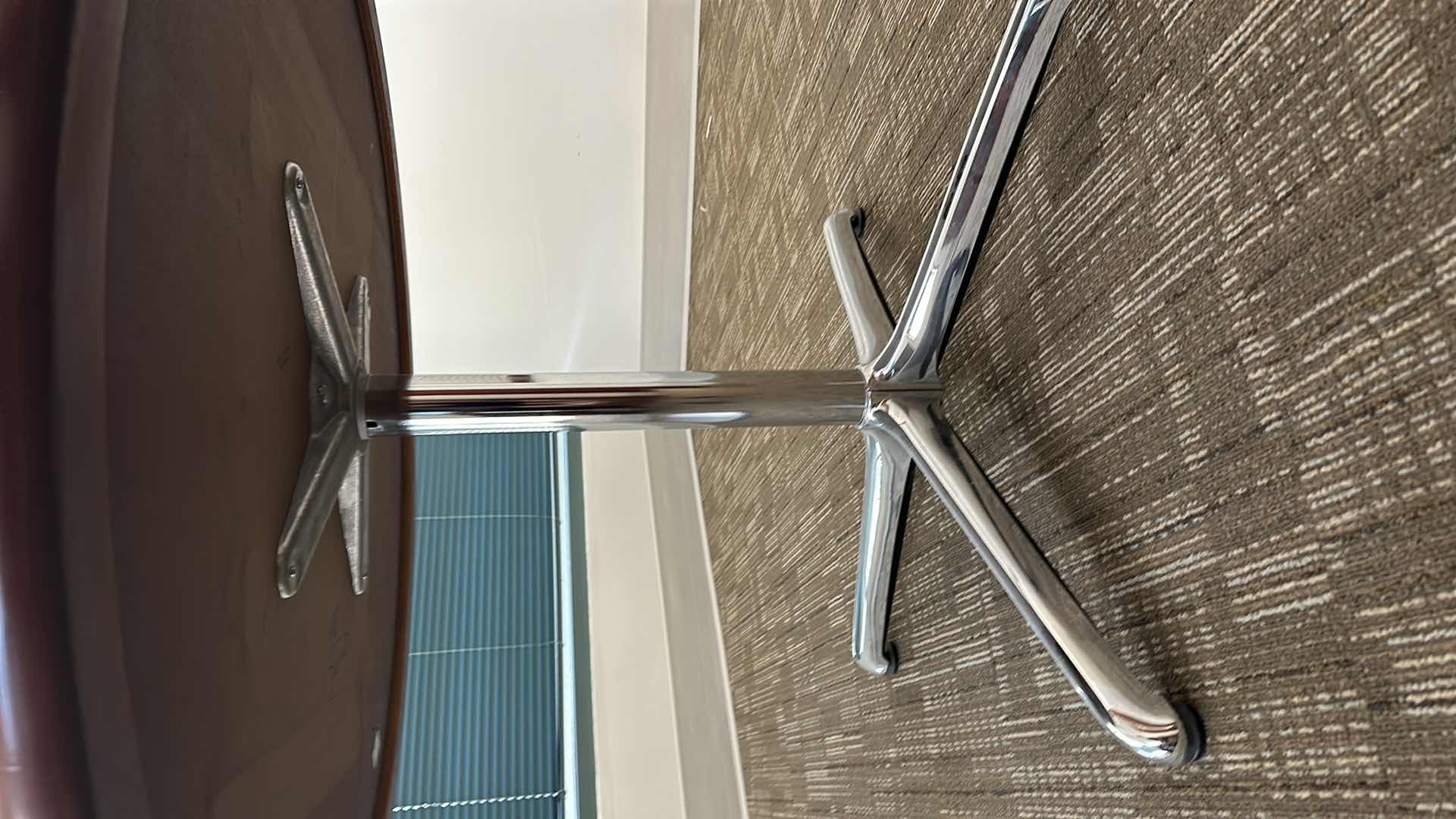 Photo 4 of WOOD OFFICE TABLE CHROME BASE DIA47” H29”