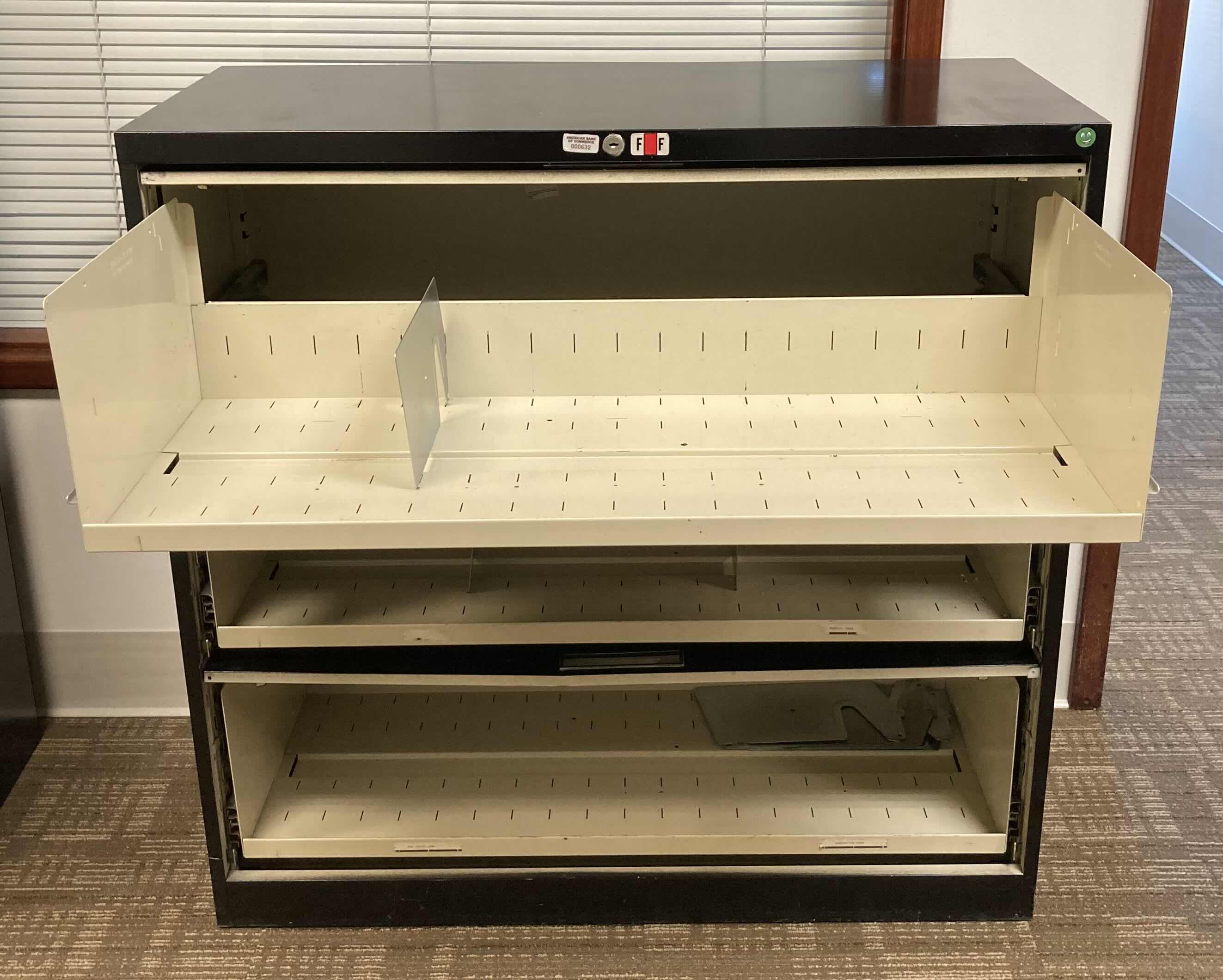 Photo 1 of STEELCASE BROADSIDES 3 DRAWER BLACK LATERAL ROLLOUT FILING CABINET 36” X 18” H64.75”