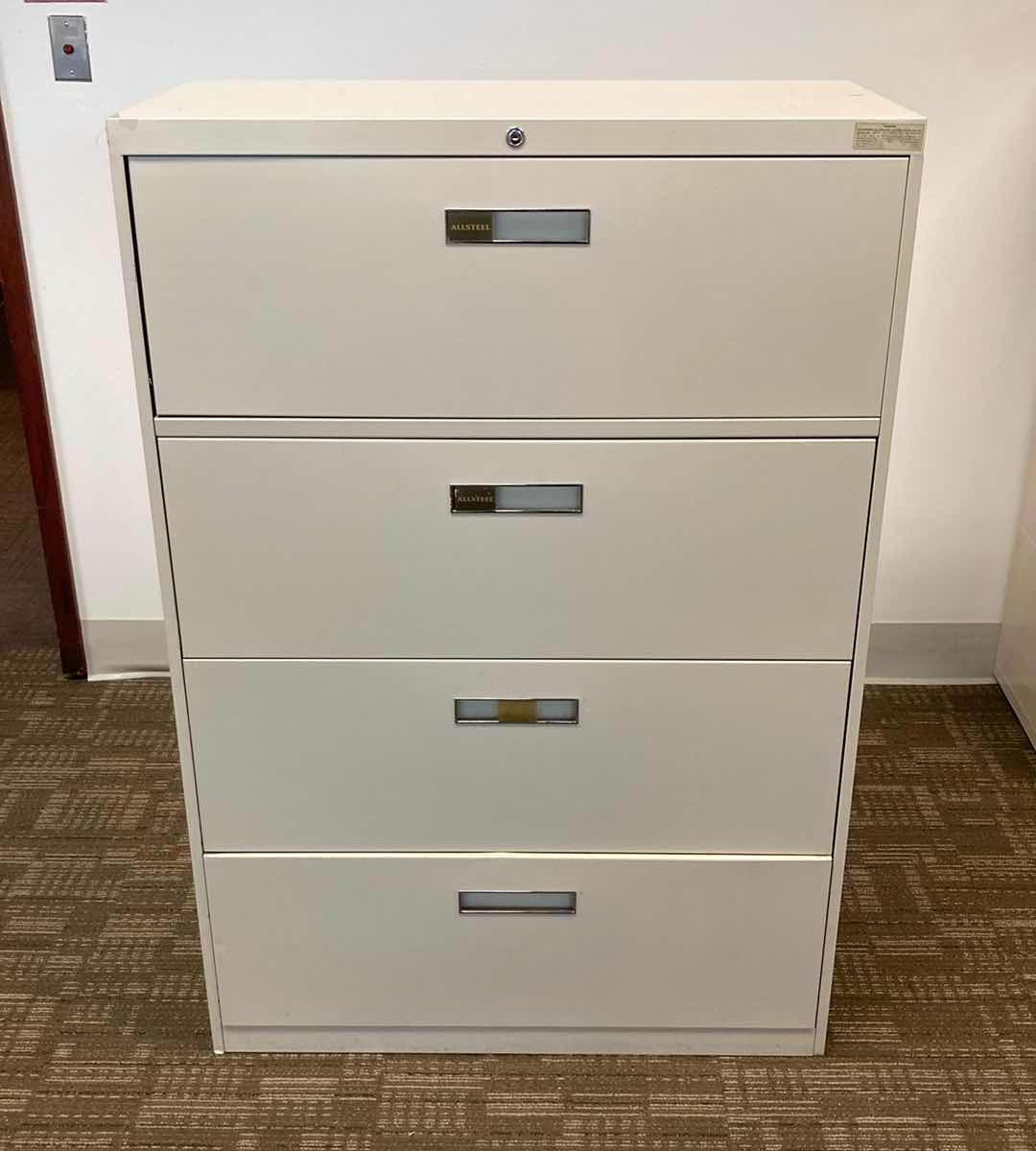 Photo 1 of ALLSTEEL OFF WHITE 4 DRAWER LATERAL FILING CABINET 36” X 18” H53”