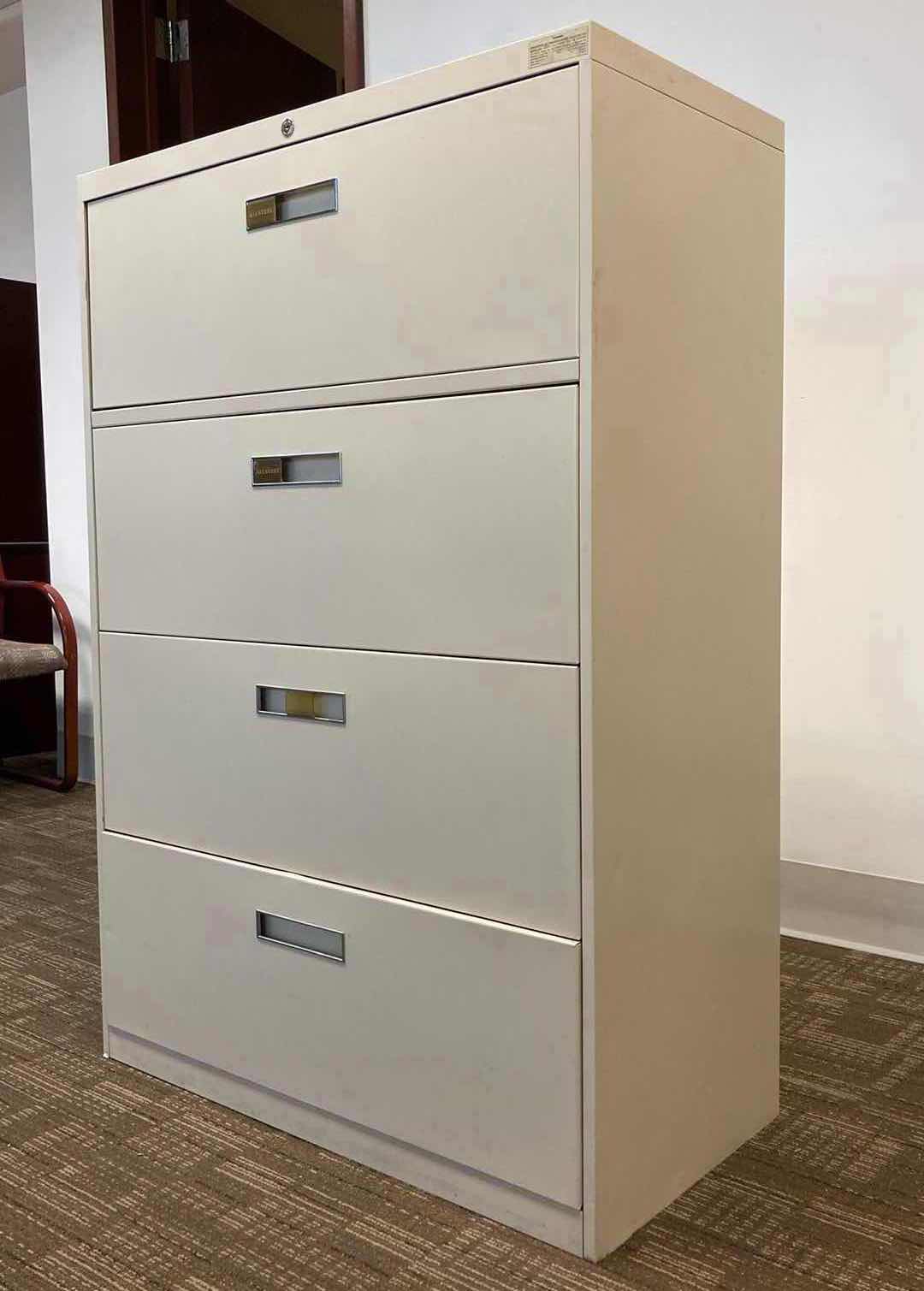 Photo 1 of ALLSTEEL OFF WHITE 4 DRAWER LATERAL FILING CABINET 36” X 18” H53”