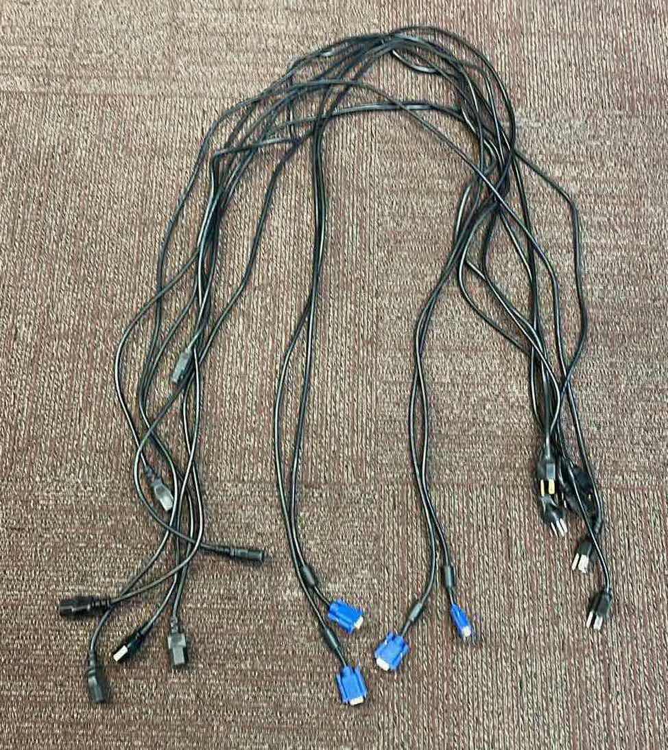 Photo 1 of COMPUTER/TV POWER CORDS (7) & VGA COMPUTER CONNECTOR CORDS (2)