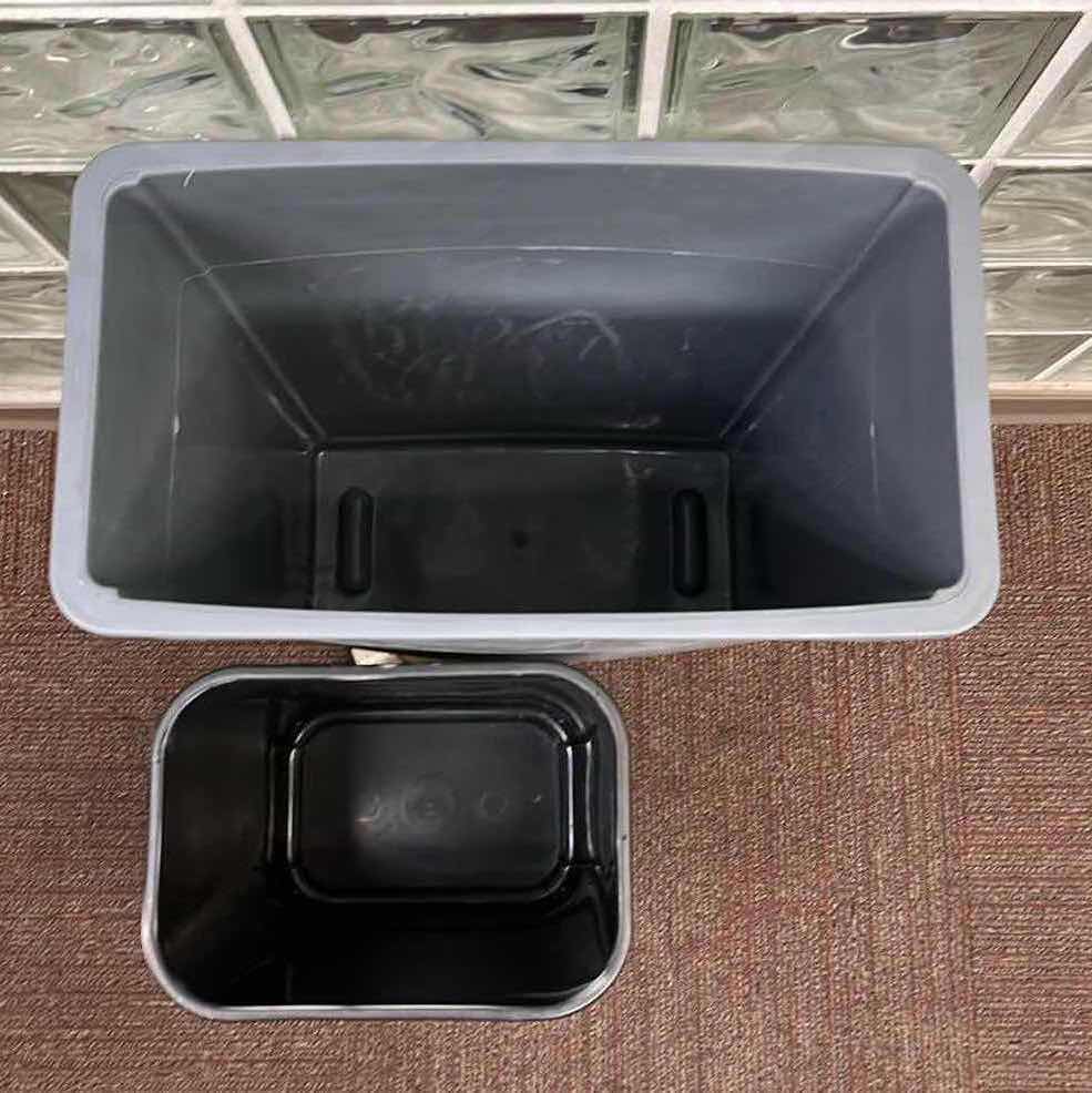 Photo 1 of TOUGH GUY GRAY TRASH CAN MODEL 4PGU8A & TENEX BLACK OFFICE TRASH CAN MODEL 410