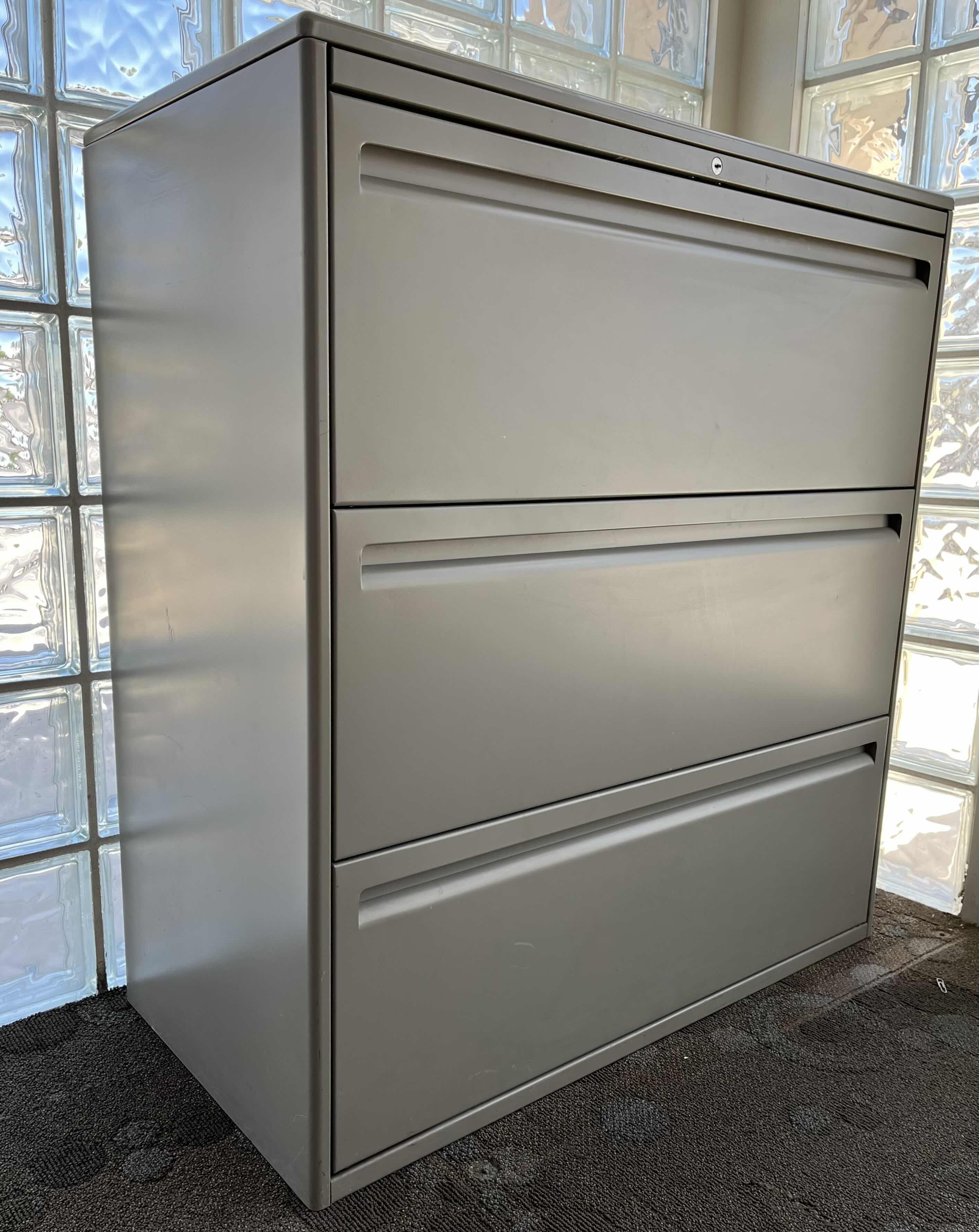 Photo 1 of HAWORTH 3 DRAWER METAL LATERAL FILE CABINET 36” X 18” H39”