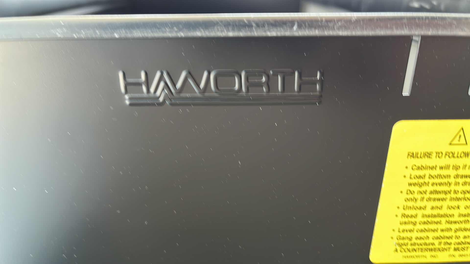 Photo 1 of HAWORTH 3 DRAWER METAL LATERAL FILE CABINET 36” X 18” H39”