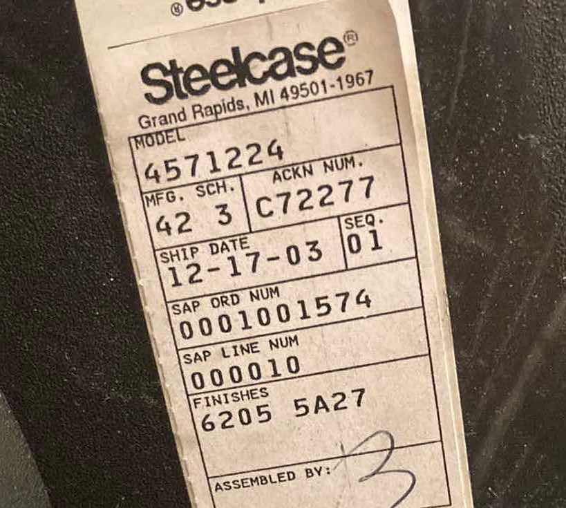 Photo 1 of STEELCASE RALLY GREY LOW-BACK SWIVEL OFFICE CHAIR 26.5” X 20” H33-38”