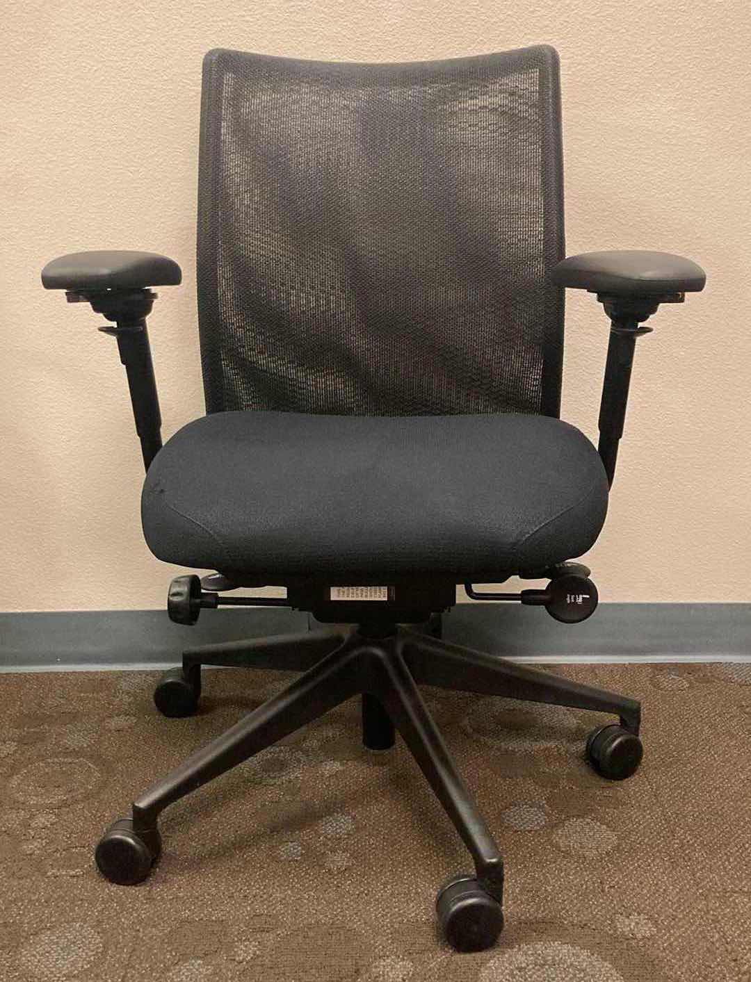 Photo 1 of STEELCASE JERSEY BLACK MESH SWIVEL DESK CHAIR 26.25” X 25” H35.5-40”