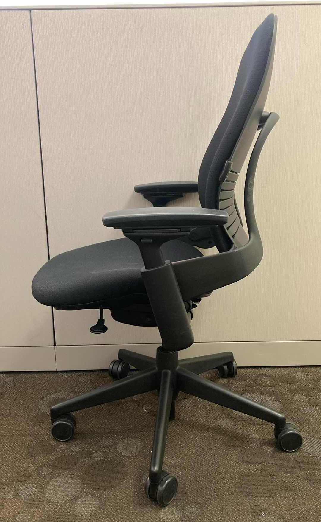 Photo 1 of STEELCASE LEAP V2 BLACK SWIVEL OFFICE CHAIR 27” X 24.75” H38-43.5”