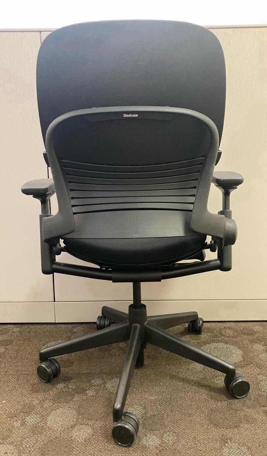 Photo 1 of STEELCASE LEAP V2 BLACK SWIVEL OFFICE CHAIR 27” X 24.75” H38-43.5”