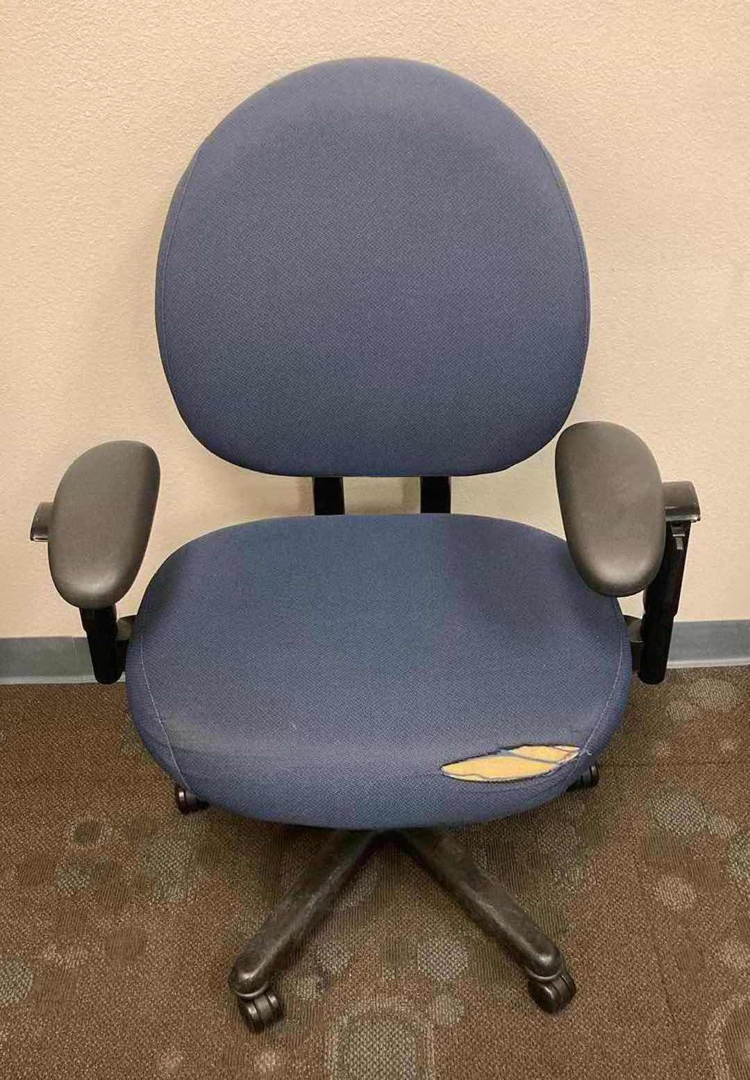 Photo 1 of ALERA BLACK SWIVEL OFFICE CHAIR & 2 BLUE STEELCASE SWIVEL OFFICE CHAIRS (3)