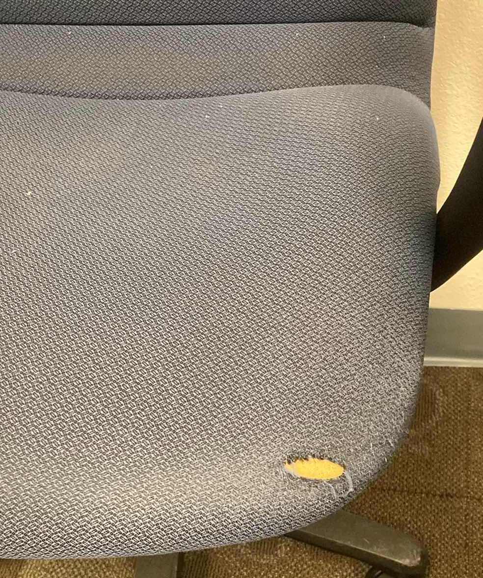 Photo 1 of ALERA BLACK SWIVEL OFFICE CHAIR & 2 BLUE STEELCASE SWIVEL OFFICE CHAIRS (3)