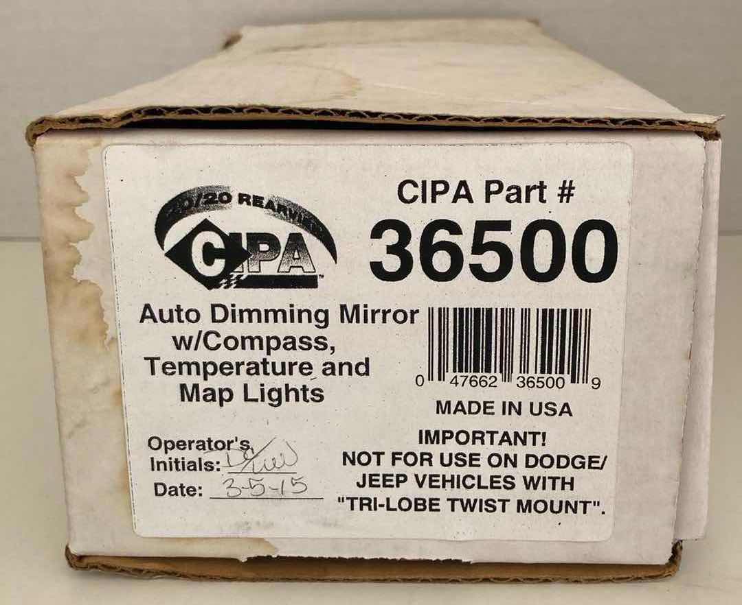 Photo 1 of CIPA 20/20 REARVIEW AUTO DIMMING MIRROR W COMPASS, TEMPERATURE & MAP LIGHTS