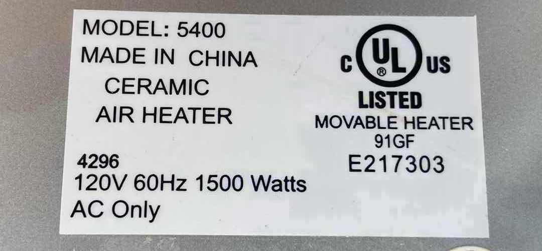 Photo 1 of LASKO MINI CERAMIC AIR HEATER MODEL 5400