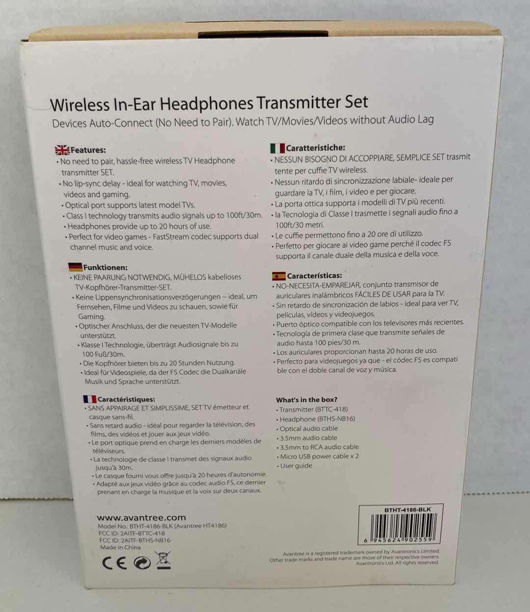 Photo 1 of AVANTREE WIRELESS HEADPHONES TRANSMITTER SET MODEL BTHS-NB16