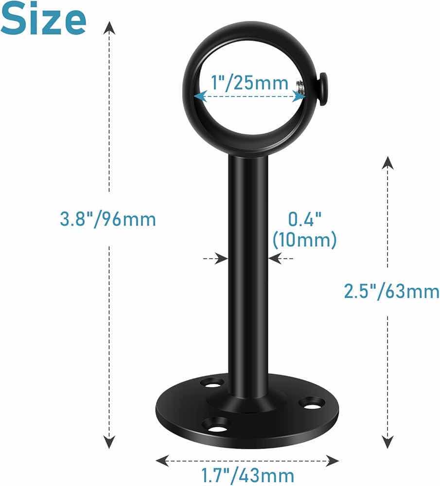 Photo 1 of BSAOCRT BLACK STAINLESS STEEL CEILING CURTAIN ROD BRACKETS (3 SETS OF 4)