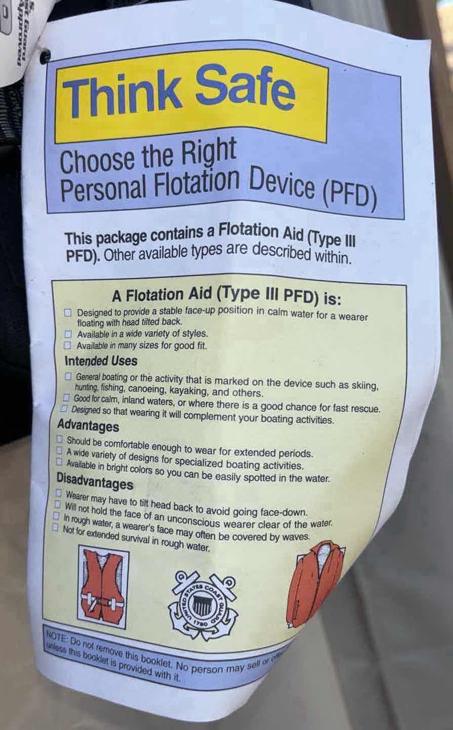 Photo 1 of JOBE EMBOSSED U.S. COAST GUARD APPROVED NEOPRENE LIFE JACKET, SIZE XXL (CHEST 48”-52”)